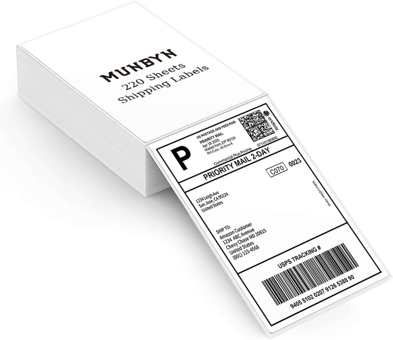 Munbyn 4 in x 6 in Direct Thermal Shipping Labels, Commercial Grade Adhesive for Logistics and Packaging (White, 220 Sheets) hoemg
