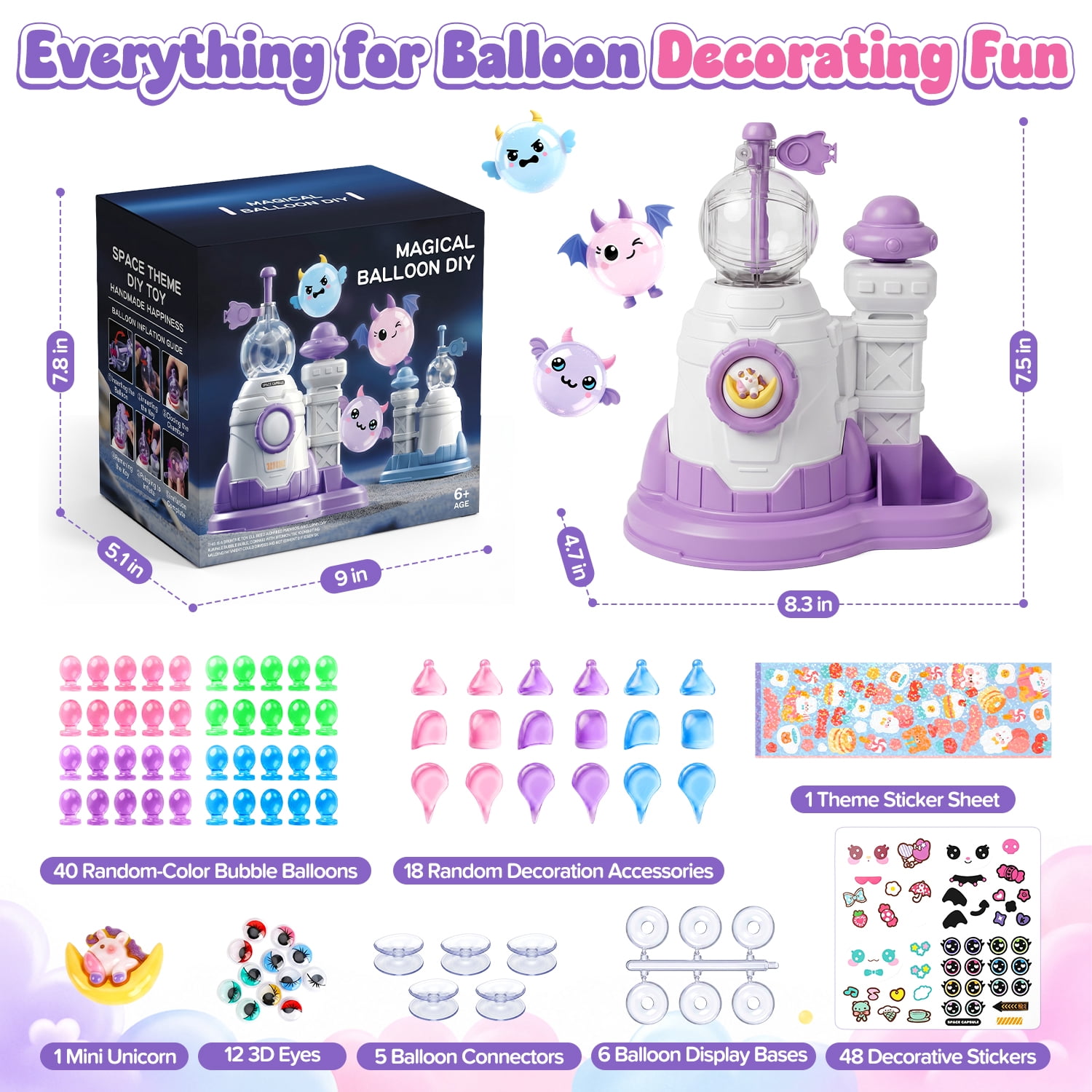 Carsky Unicorn Bubble Balloon Decorating Kit, DIY Party Craft Activity Set (212 Pieces) d1d89