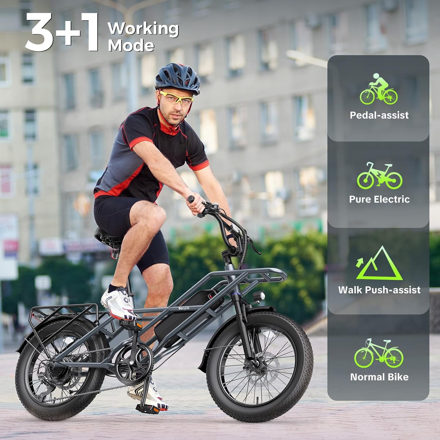 GSPEED A03 Electric Bike, All-Terrain Fat Tire E-Bike for Adults, 1200W Motor, 48V 13Ah Battery, 28 MPH, UL2849 Certified (Black, 20 in) 2381q