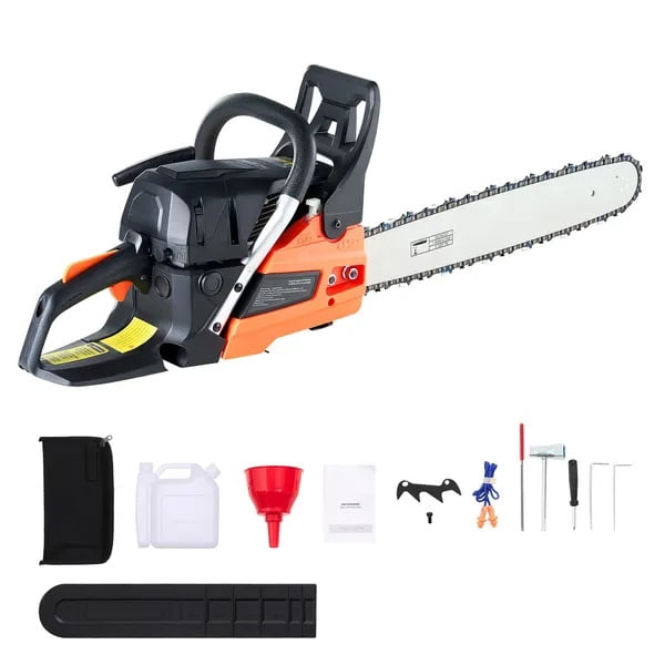 Generic 62cc Gas Chainsaw, 3.8 HP Professional Wood Cutting Tool with 20 in Guide Bar (Orange, 20 in) wf4f5