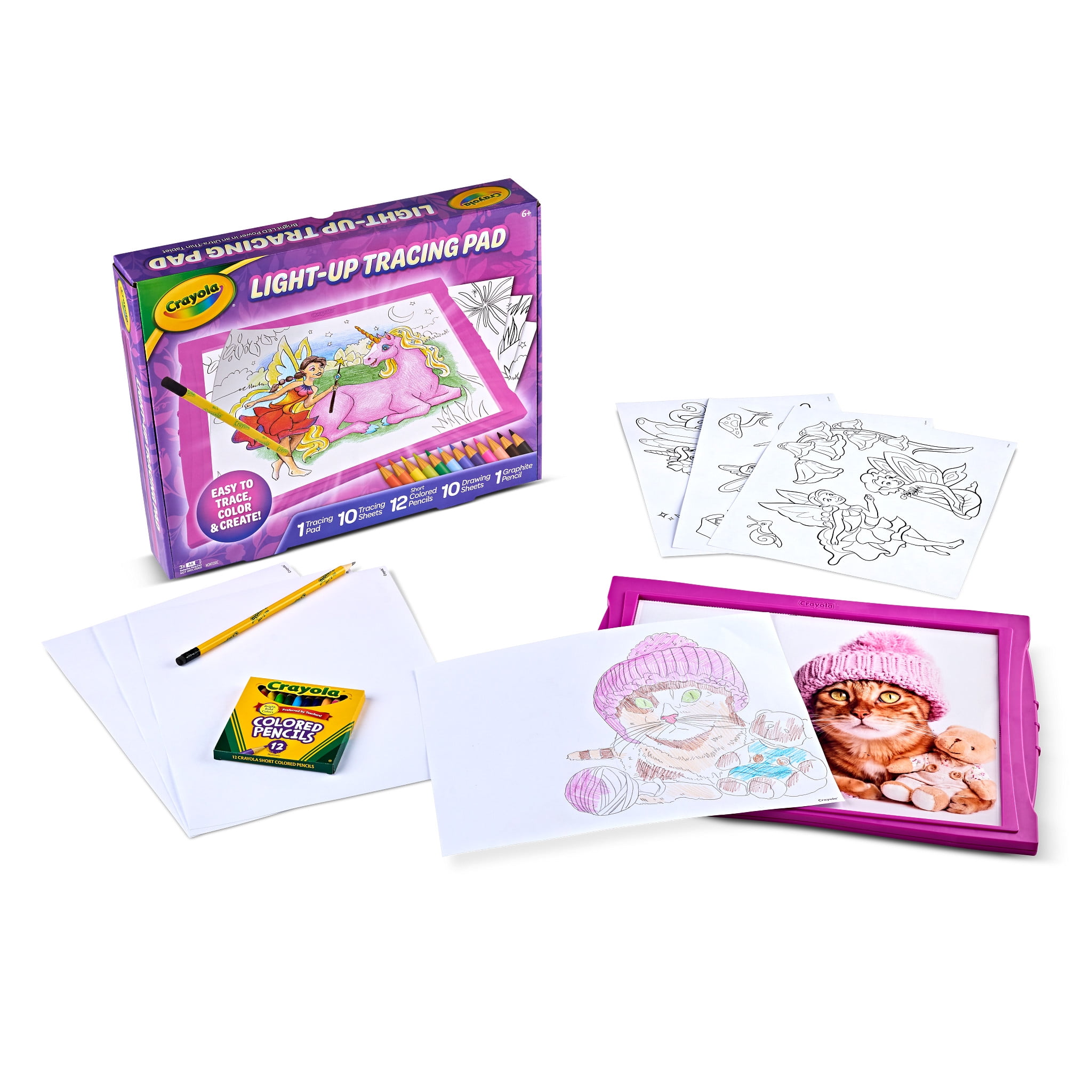 Crayola Light-Up Tracing Pad Drawing Activity Set (Pink, 1 Set) d89tx
