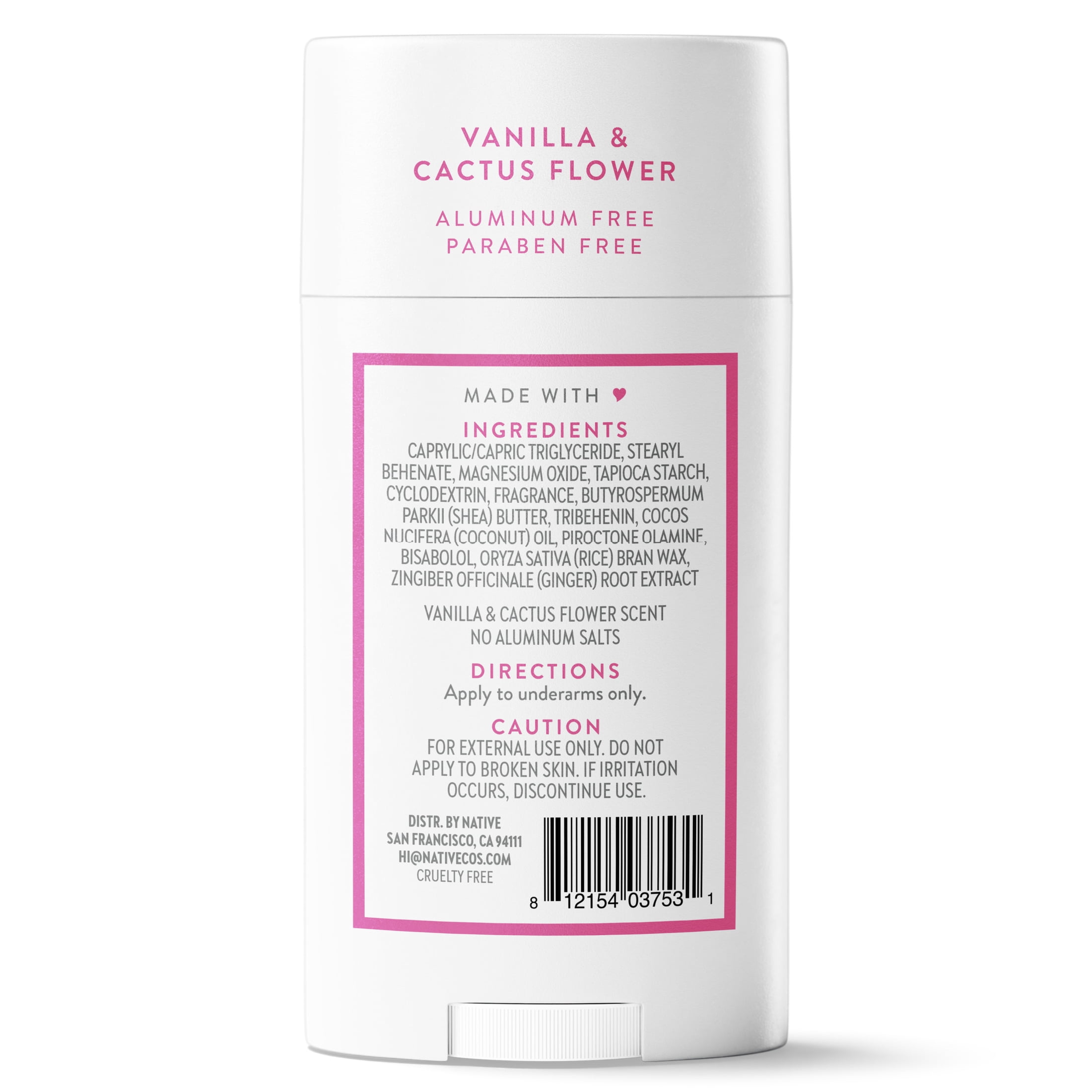 Native Aluminum Free Deodorant for Women, Long-Lasting Odor Protection (Vanilla & Cactus Flower, 2.65 oz) 81i8m