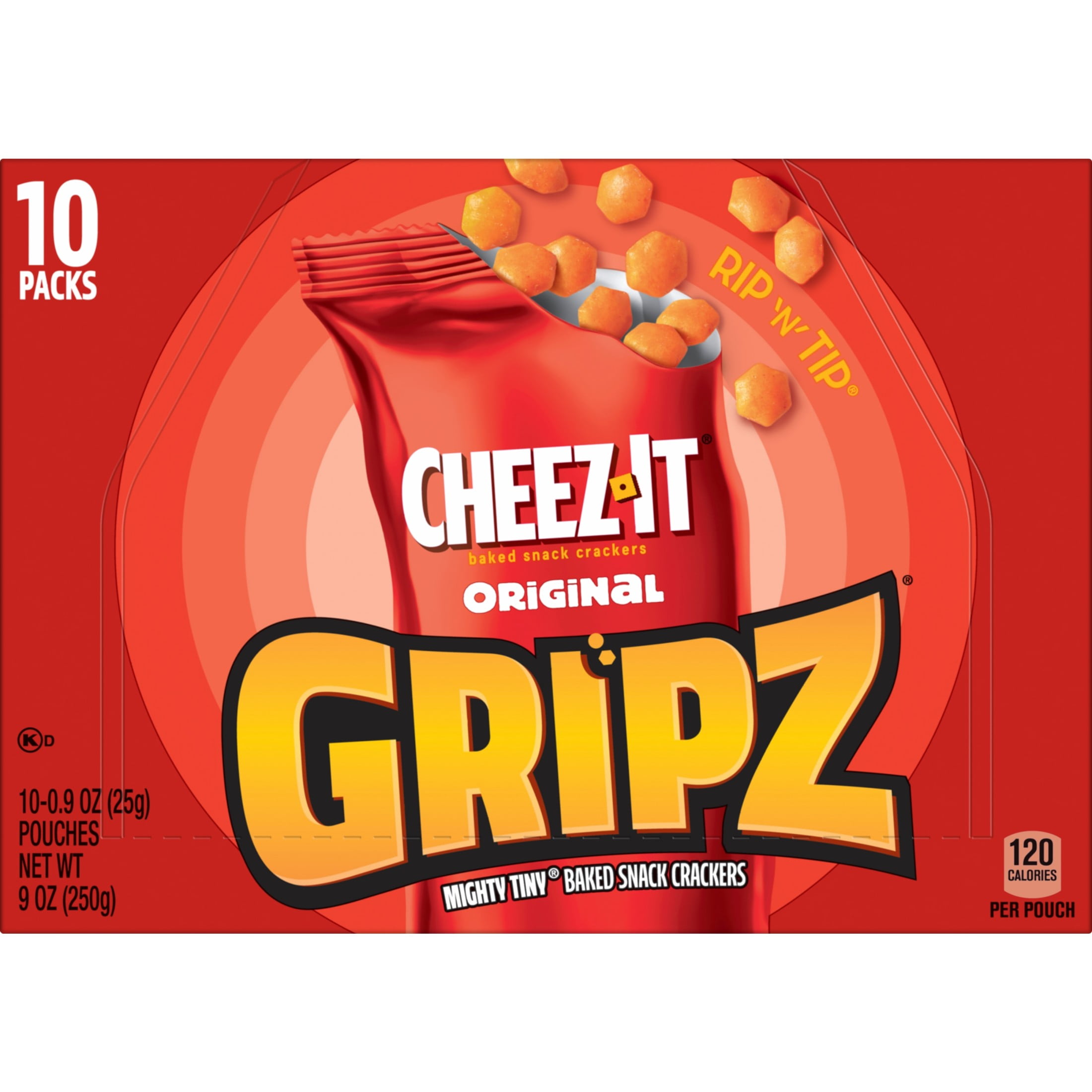 Cheez-It Gripz Original Baked Snack Crackers, Mini Crackers (10 Count, 9 oz) oknv1