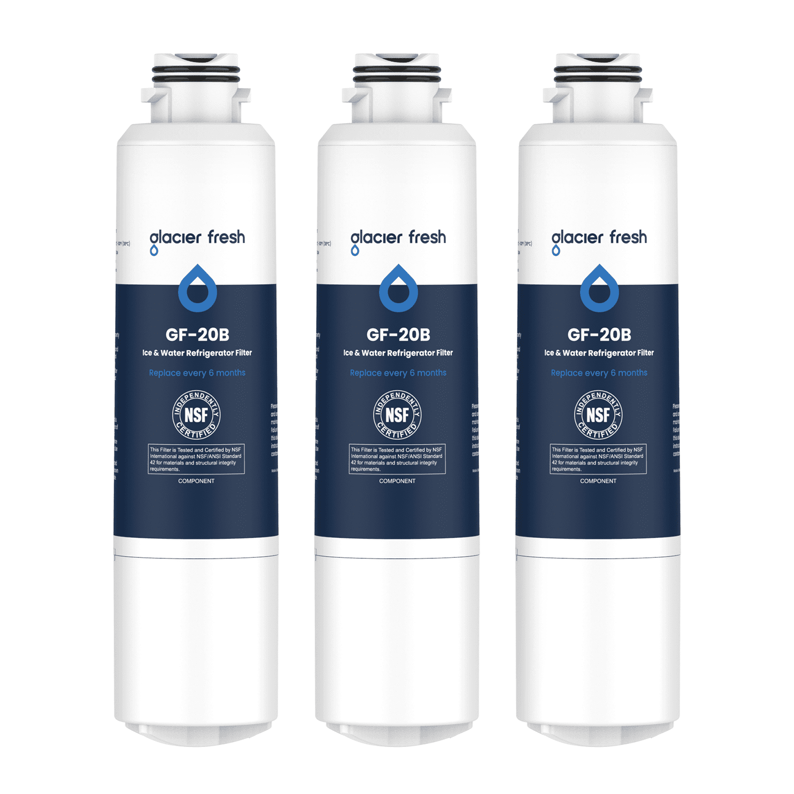 Glacier Fresh Refrigerator Water Filter Replacement for Samsung DA29-00020B (3 Pack) 2bnr8