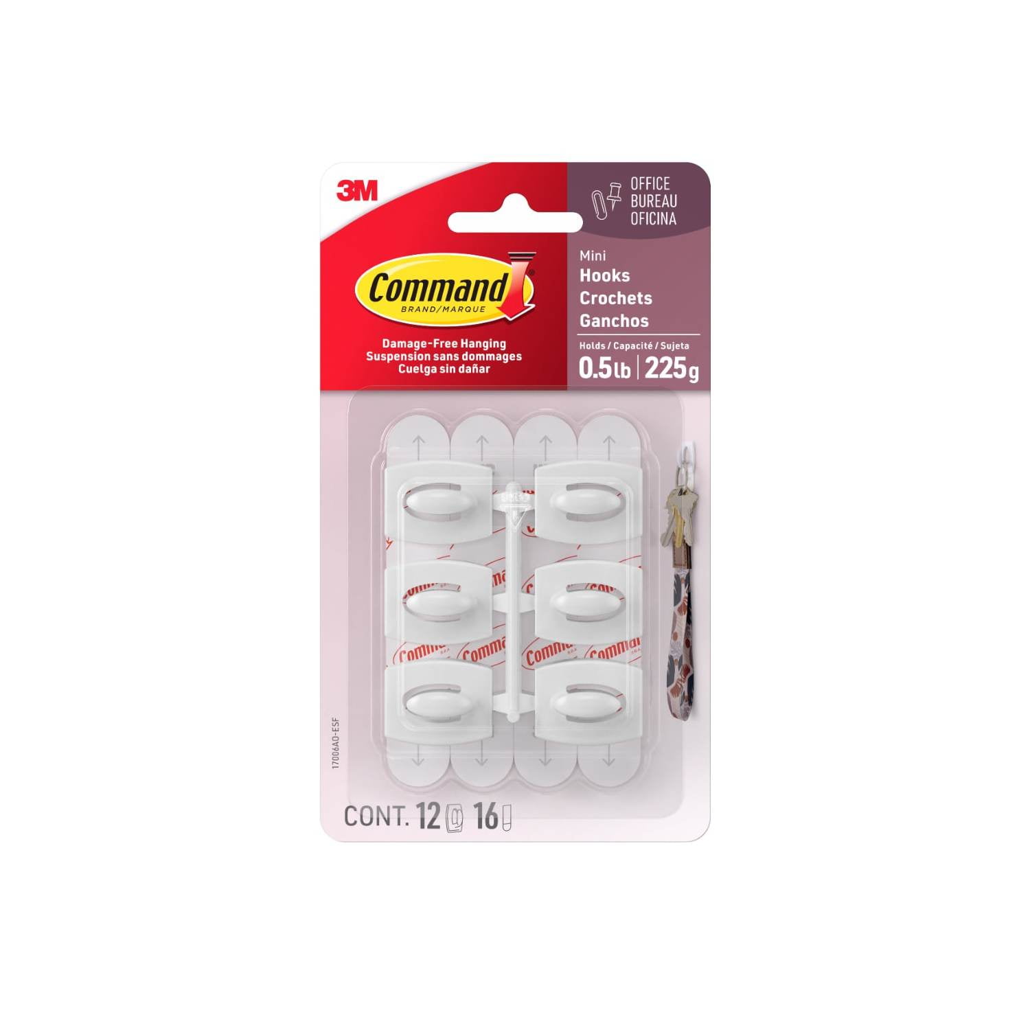 Command Mini Wall Hooks, Damage-Free Adhesive Hanging Solution for Home and Office (White, 12 Hooks and 16 Strips) yex7s