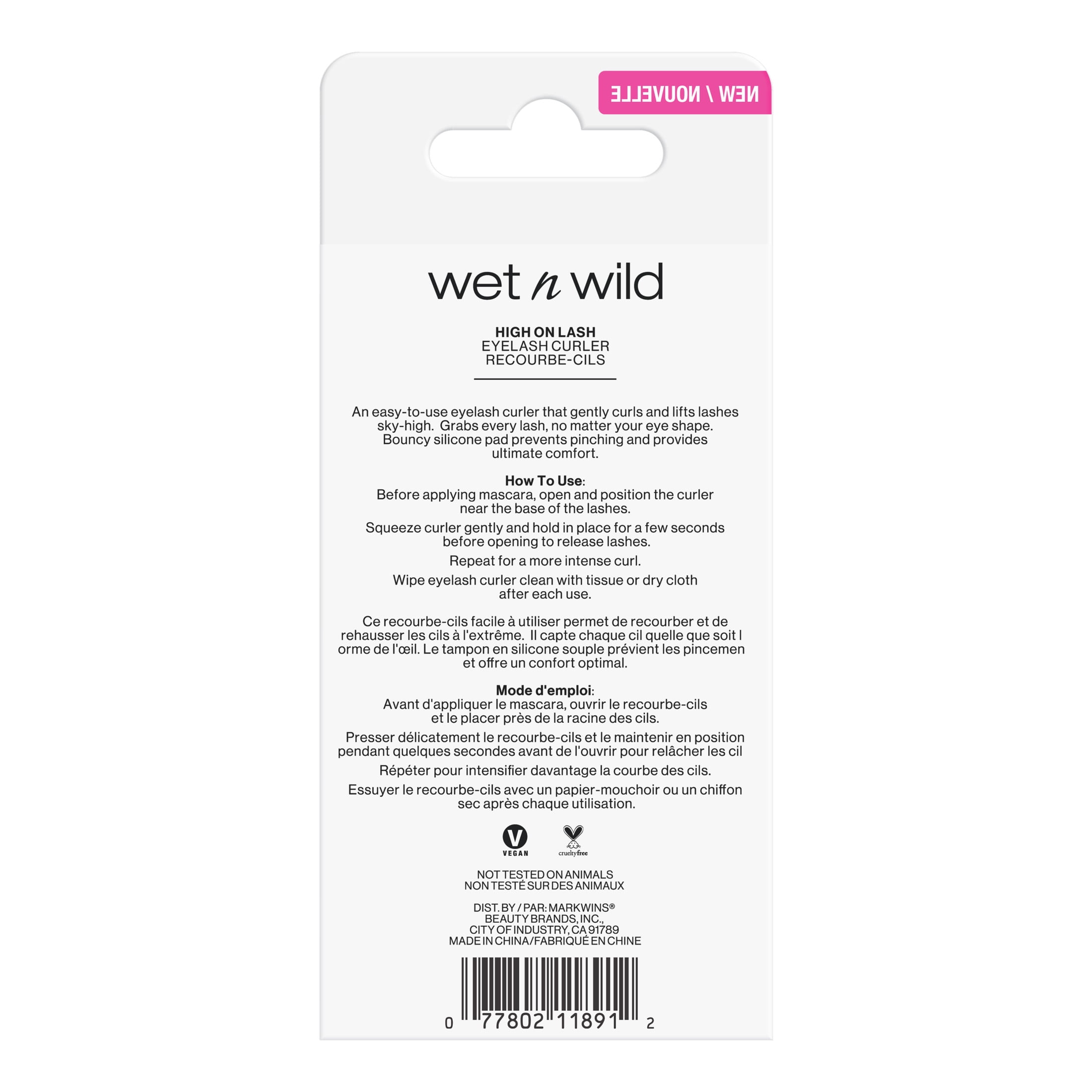 Wet n Wild High on Lash Eyelash Curler, Pinch-Free Metal Design (Pink, 1 Count) 68073