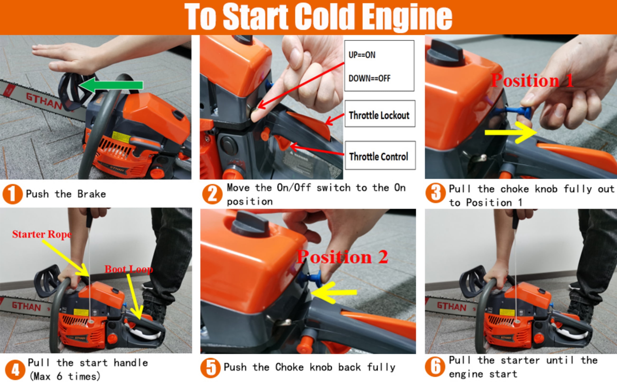 GTHAN Gas Chainsaw 62cc 2-Cycle Engine High-Performance Wood Cutting Tool (Orange, 20 in) xqx4n