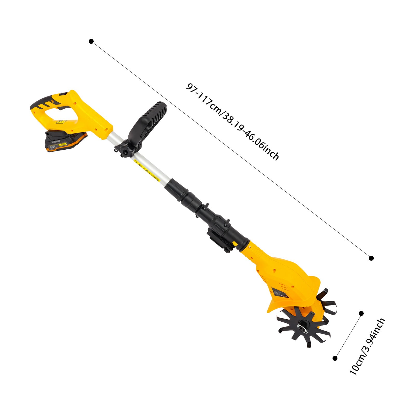 Generic Cordless Electric Tiller Cultivator, 20V Battery Powered Garden Rototiller with Adjustable Handle (Yellow, 8.38 lb) uhp6r