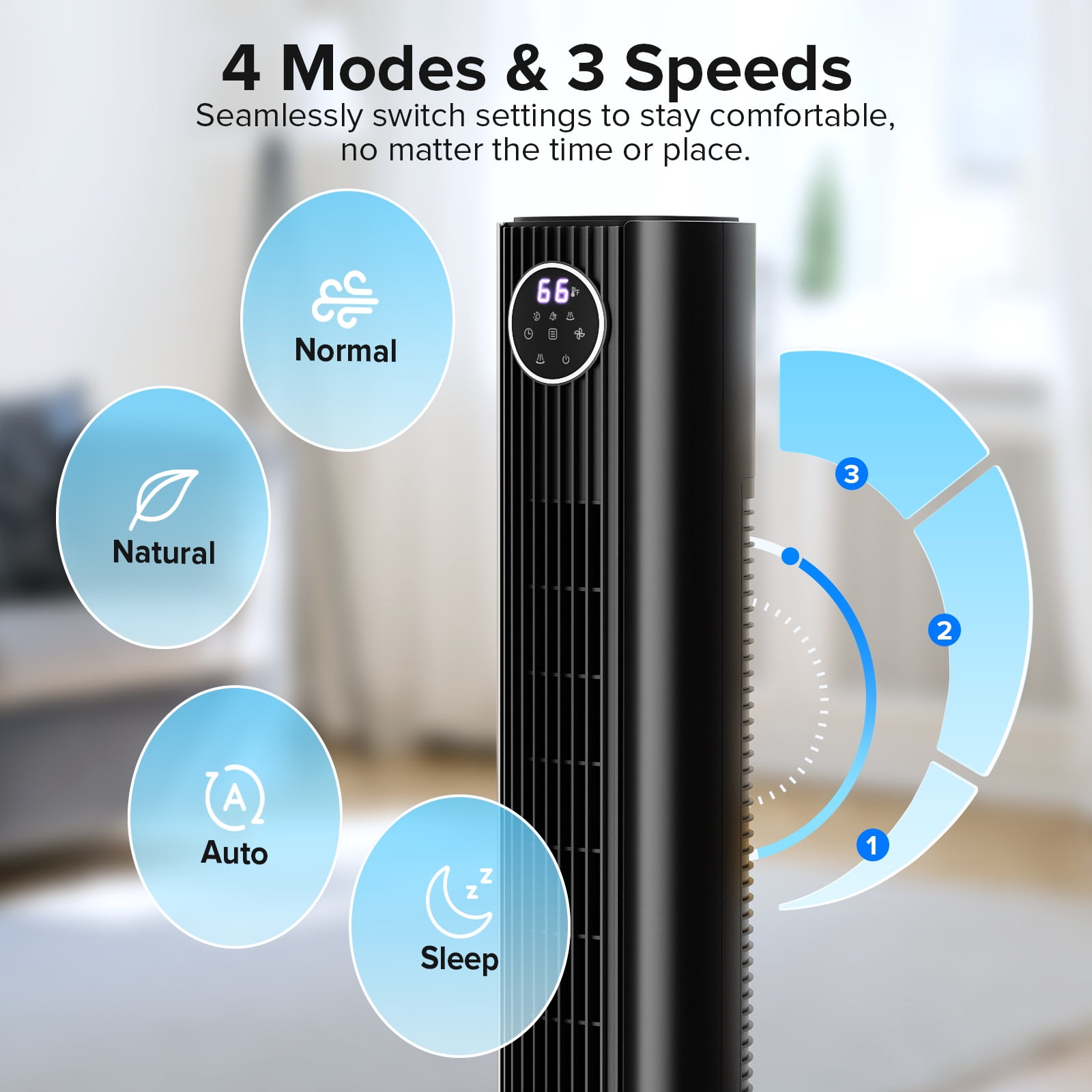 KissAir 35 in Bladeless Tower Fan, Quiet Oscillating Cooling Fan with Remote Control (Black, 35 in) 4tgp6