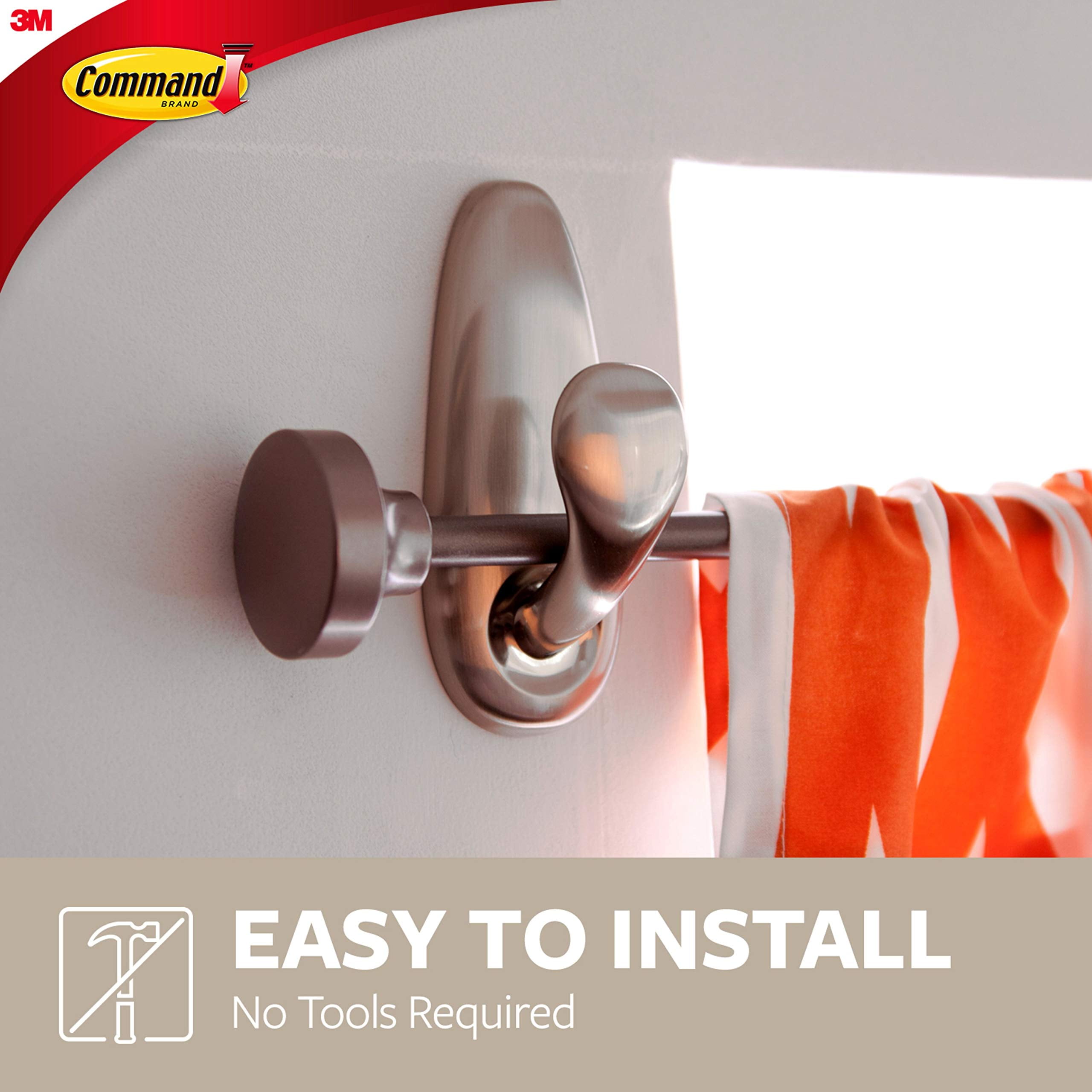 Command Large Metal Wall Hook, Damage-Free Adhesive Hanging Hardware (Silver, 1 Hook) mq7yo