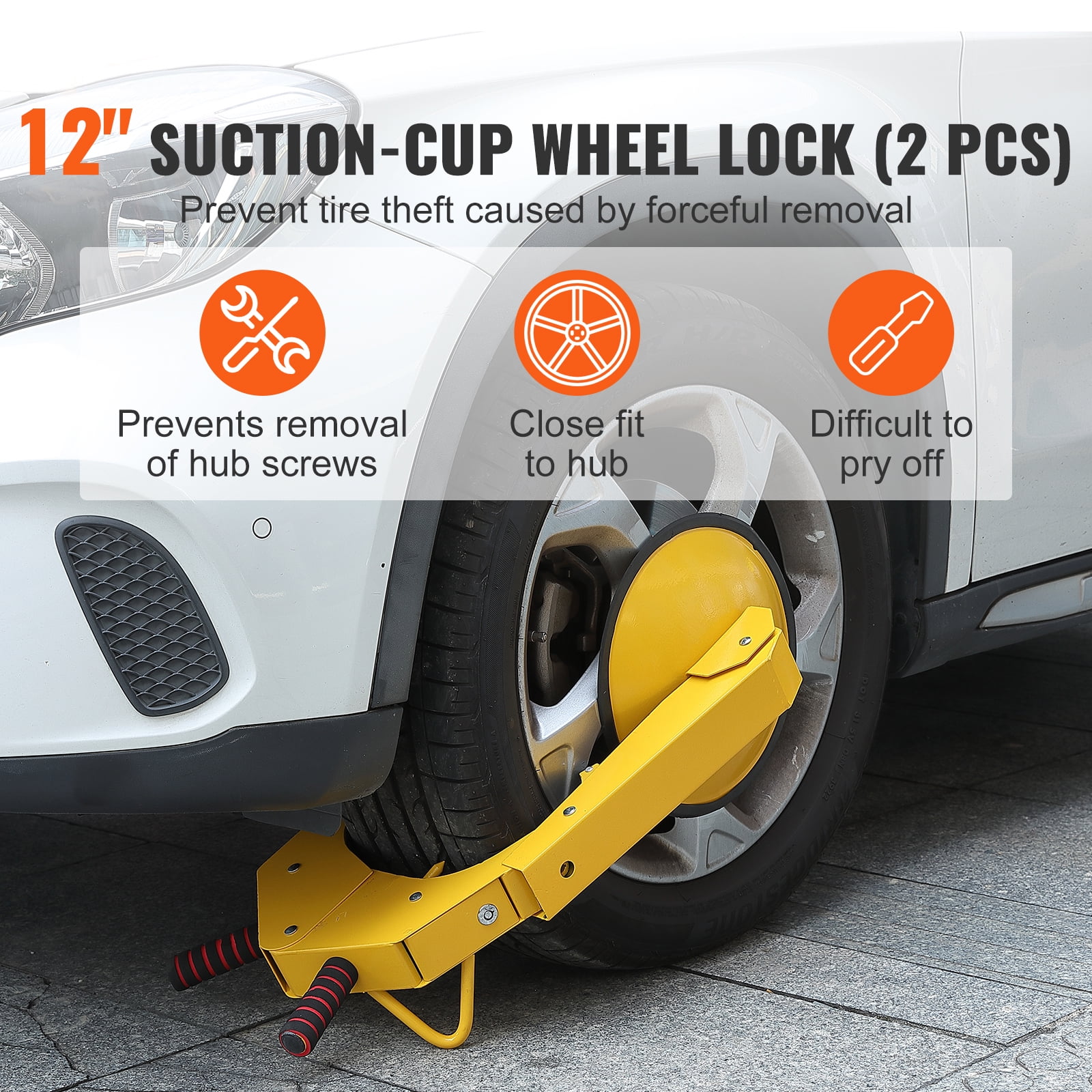 SKYSHALO Anti-Theft Wheel Lock Clamp for Car and Truck (6.3 in to 15 in Tire Width) 03zkk