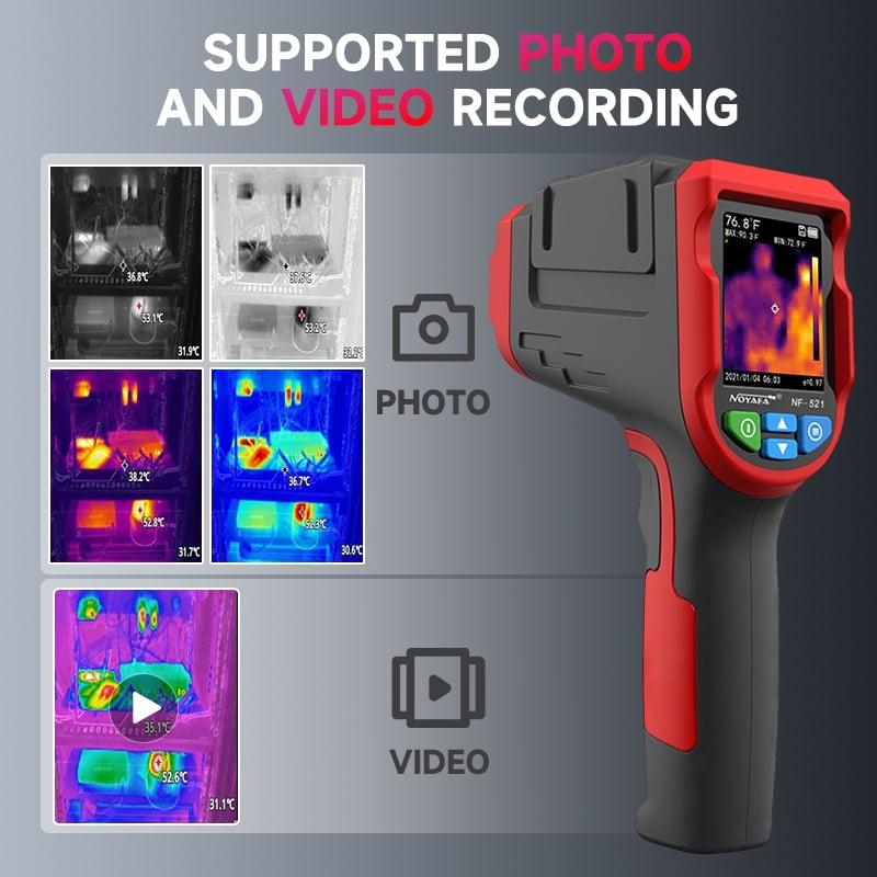 NOYAFA NF-521 Infrared Thermal Imaging Camera, Handheld Industrial Thermal Imager with 2.4 in LCD Display (Red) pid5x