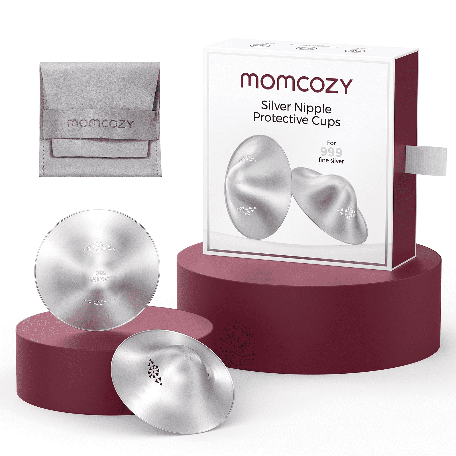 Momcozy 999 Pure Silver Nursing Cups for Breastfeeding Relief (Silver, Regular) iy40h