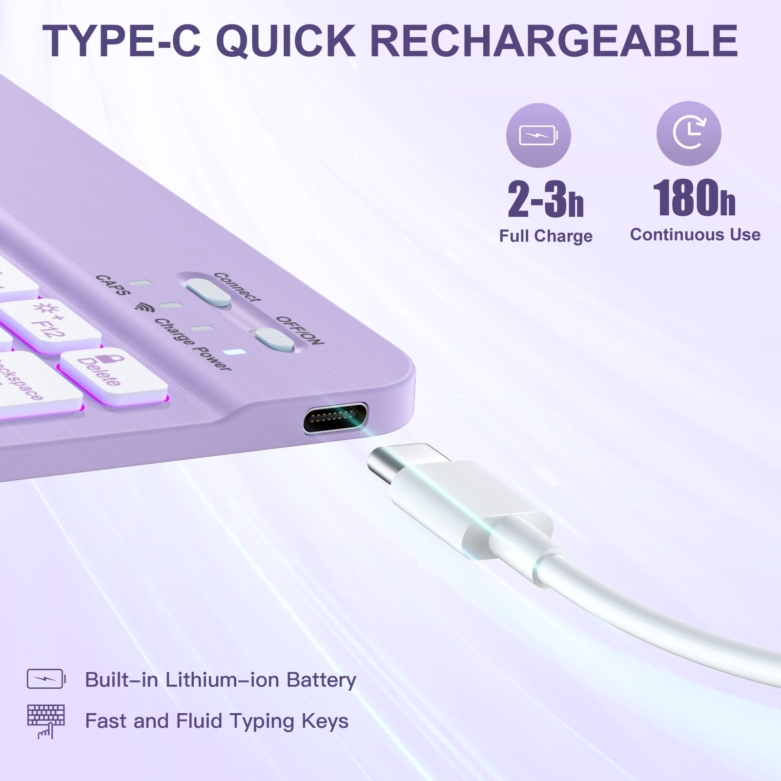 GEAK Keyboard Case for iPad Air 11 inch (M4/M3/M2/5th/4th Gen) Detachable Magnetic Backlit Cover (Purple, 11 in) n90ft