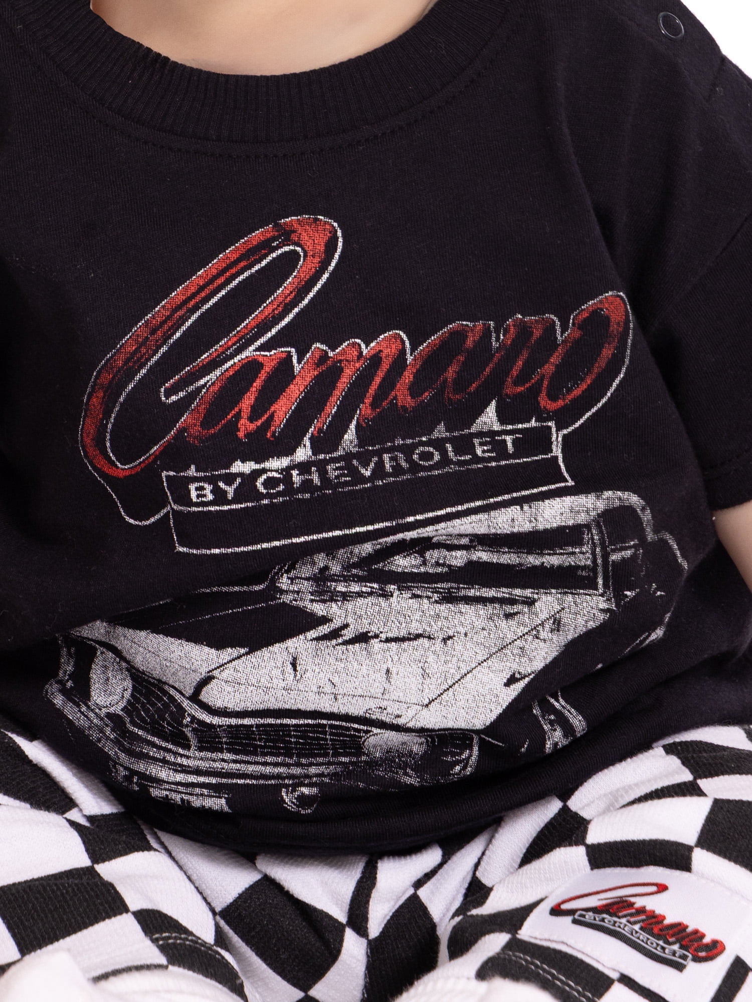 Chevrolet Baby Boys Chevy Camaro Graphic Tee and Checkered Print Pants Set (Multi, 0-24 Months) qqzsk