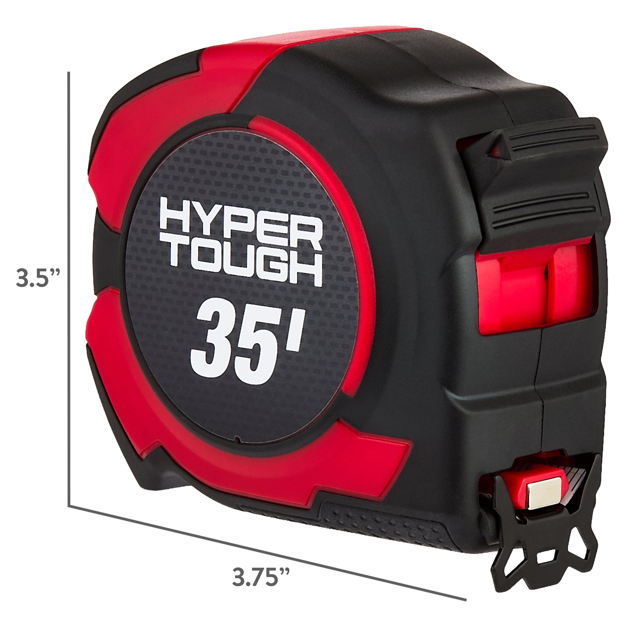 Hyper Tough Magnetic Tape Measure, Heavy-Duty Retractable Blade with Locking Mechanism (Red, 35 ft) wljo0