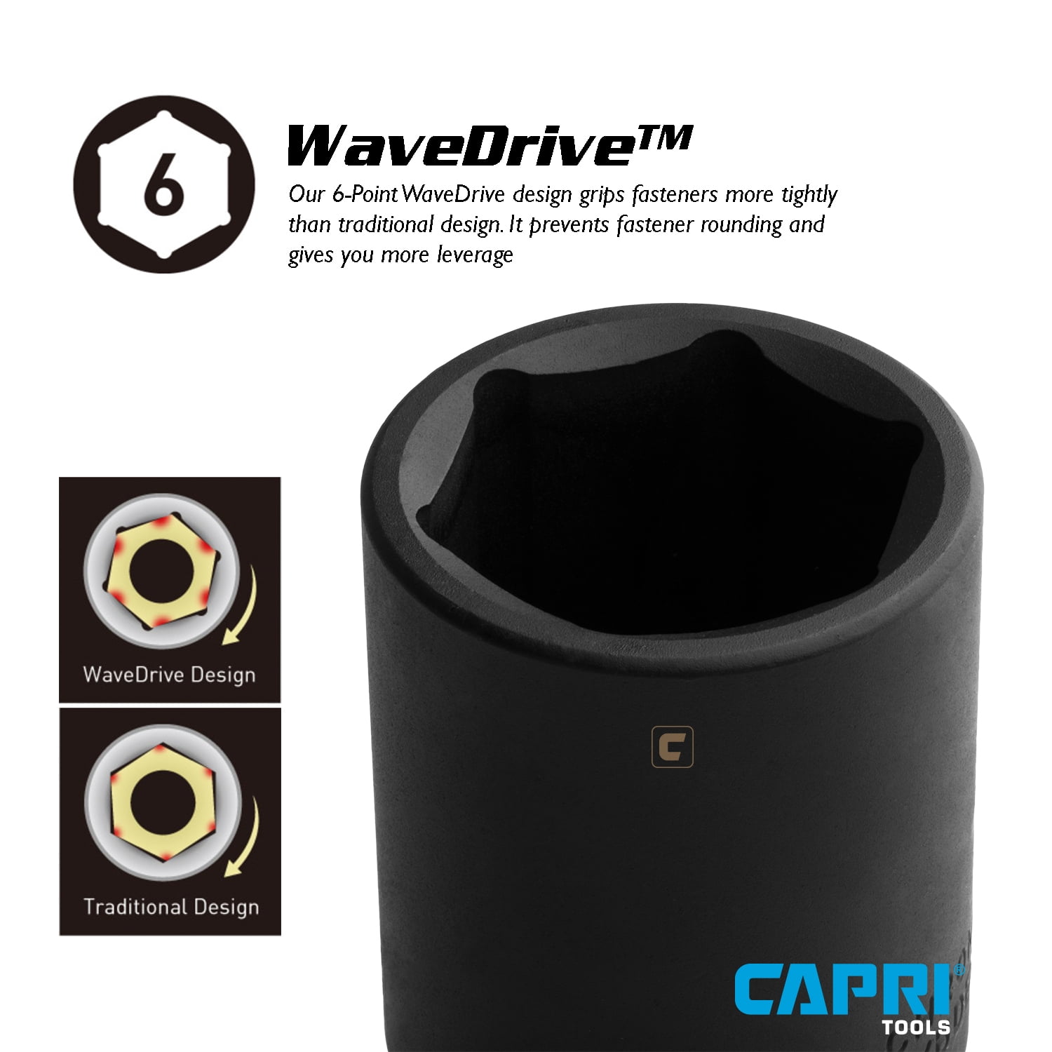 Capri Tools 8 mm Deep Impact Socket (3/8-in Drive, 6-Point, Chrome Molybdenum Steel) 40k73