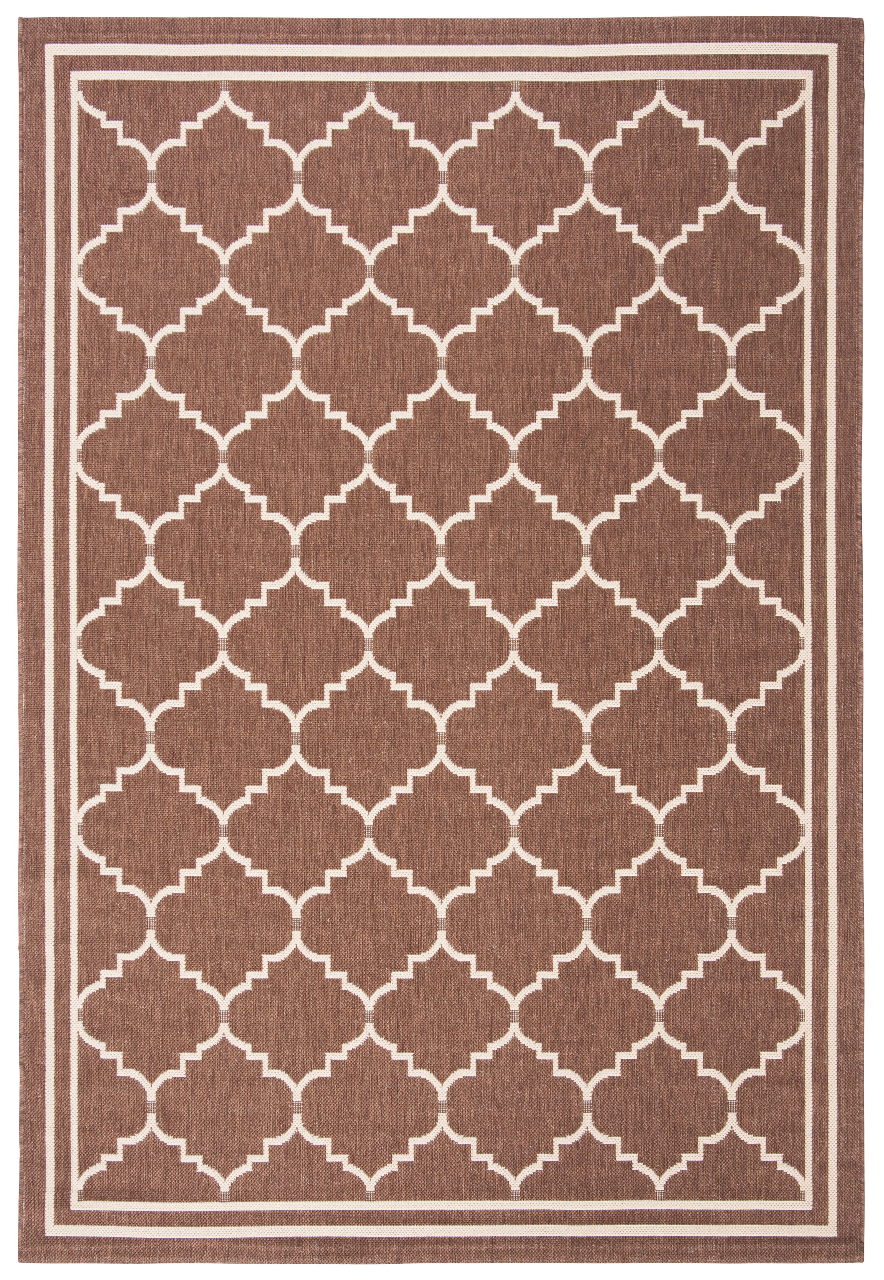 Safavieh Courtyard Amy Geometric Indoor/Outdoor Area Rug (Chocolate/Cream, 5 ft 3 in x 7 ft 7 in) ht6pa