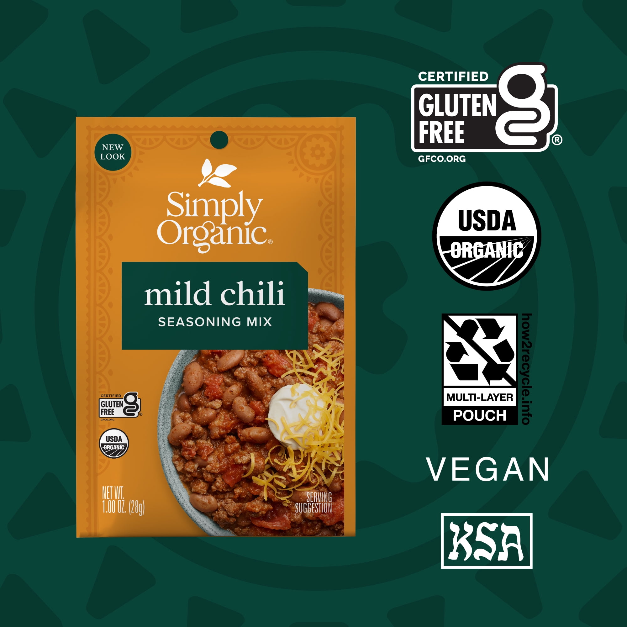 Simply Organic Mild Chili Seasoning Mix, Certified Organic Herb and Spice Blend (1 oz) s6z3k