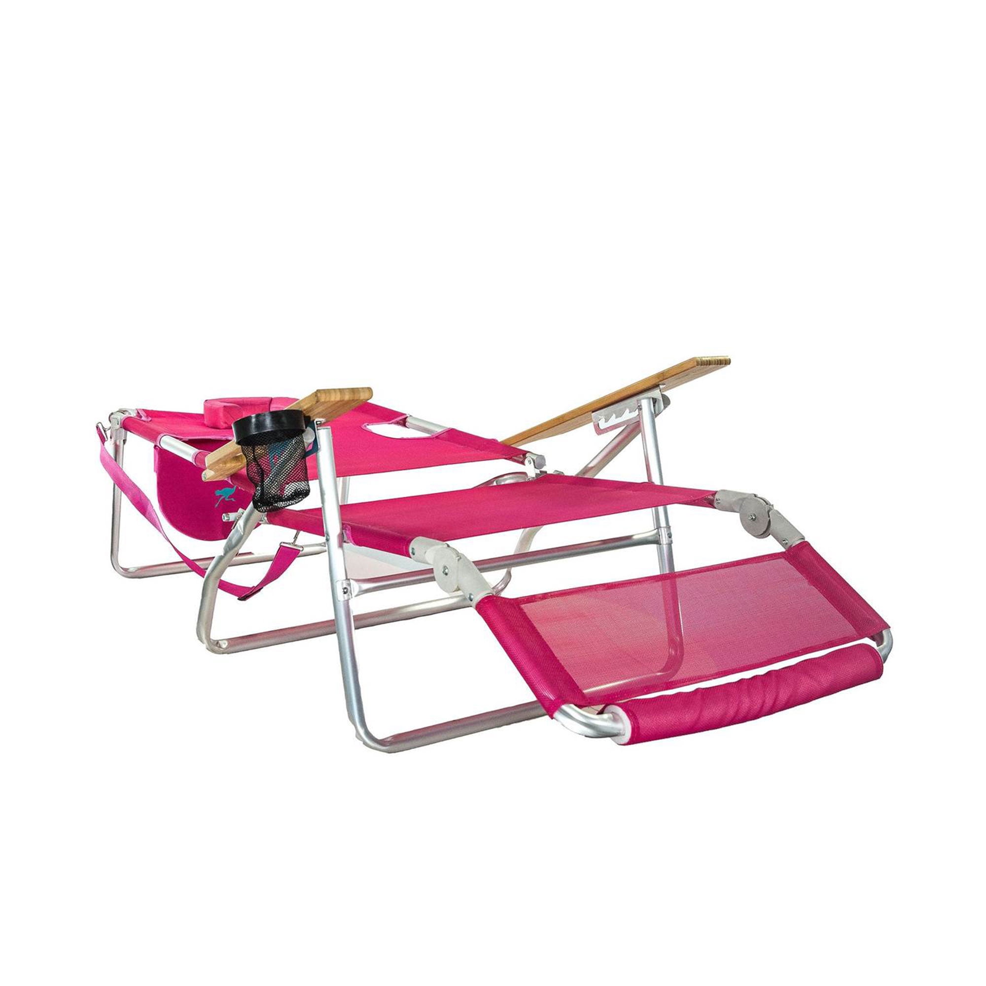 Ostrich Original 3N1 Outdoor Beach Lounge Chair with Footrest (Pink, 60.76 x 28.10 x 39.73 in) up1fv