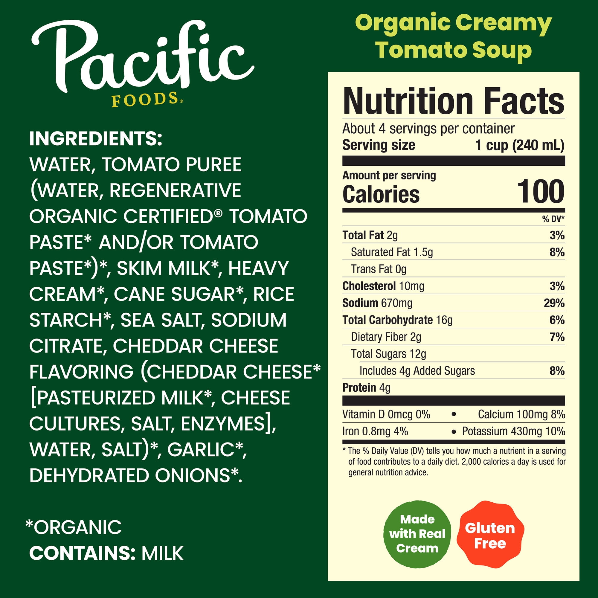 Pacific Foods Organic Creamy Tomato Soup (Creamy, Vegetarian, Gluten Free, 32 oz) r633y