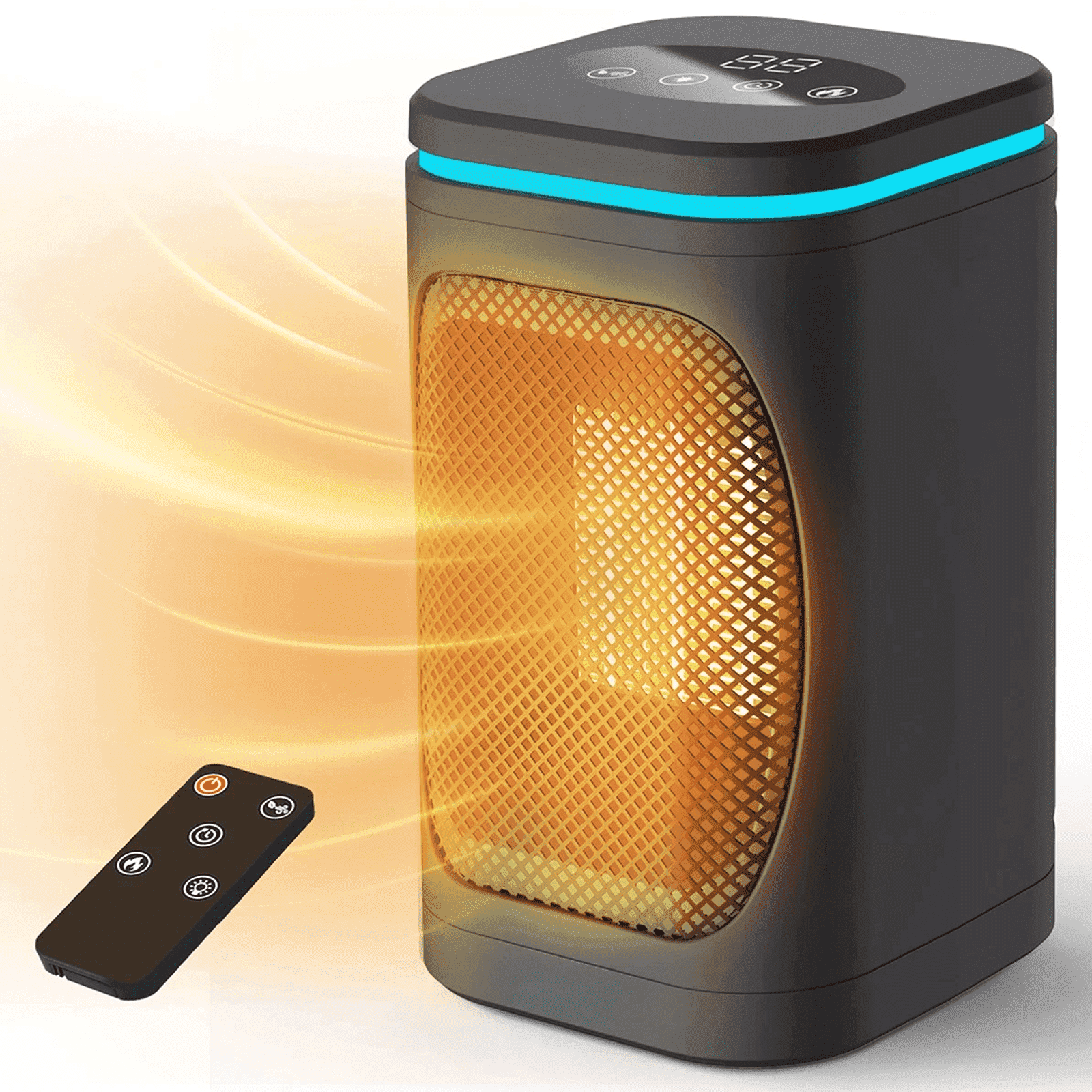 General PTC Ceramic Space Heater, Portable Electric Indoor Heater with Remote Control and Oscillation (Black, 9.5 in) ci21n