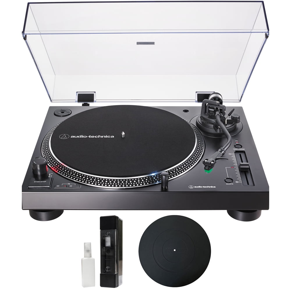 Audio-Technica AT-LP120XUSB-BK Direct-Drive Turntable System with Silicone Platter Mat and Vinyl Cleaning Kit (Black, 12 in) qnm7a