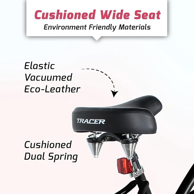 Tracer Bora Cruiser Beach Bike, Single Speed, 26 in Wheels, Durable Steel Frame (Matte Black) f3yjm