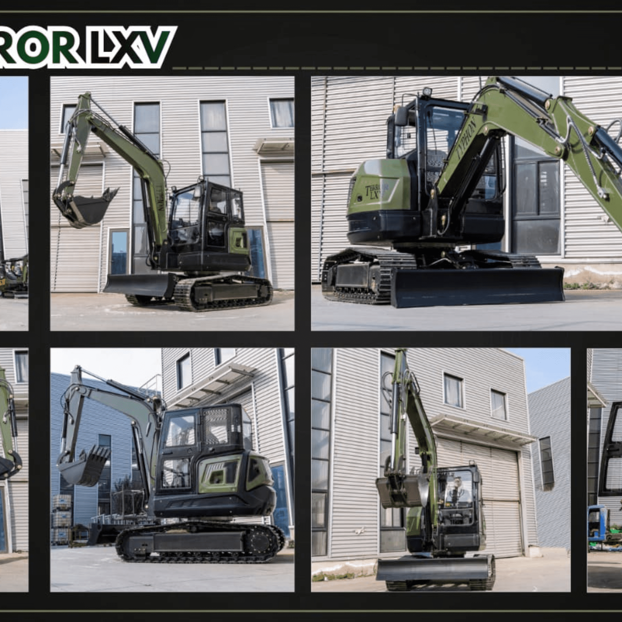 TYPHON TERROR LXV 6.6-Ton Excavator with Kubota V2607 Diesel Engine (56.9 HP, Enclosed Cab) gx0hq