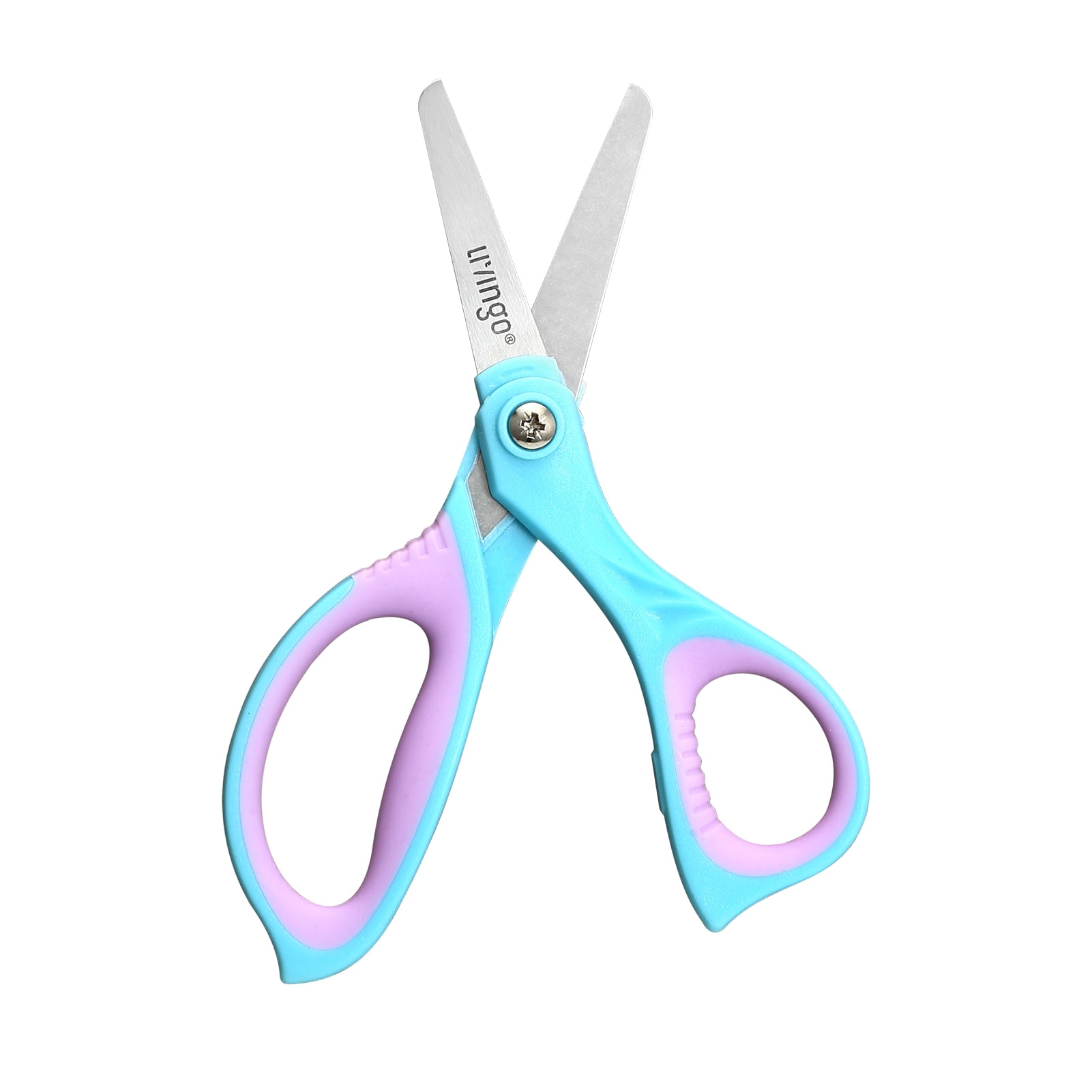 LIVINGO Safety Scissors for Kids and Crafts, Stainless Steel Blades with Rounded Tips (Multi-Color, 4-Pack, 5.5 in) h5ech