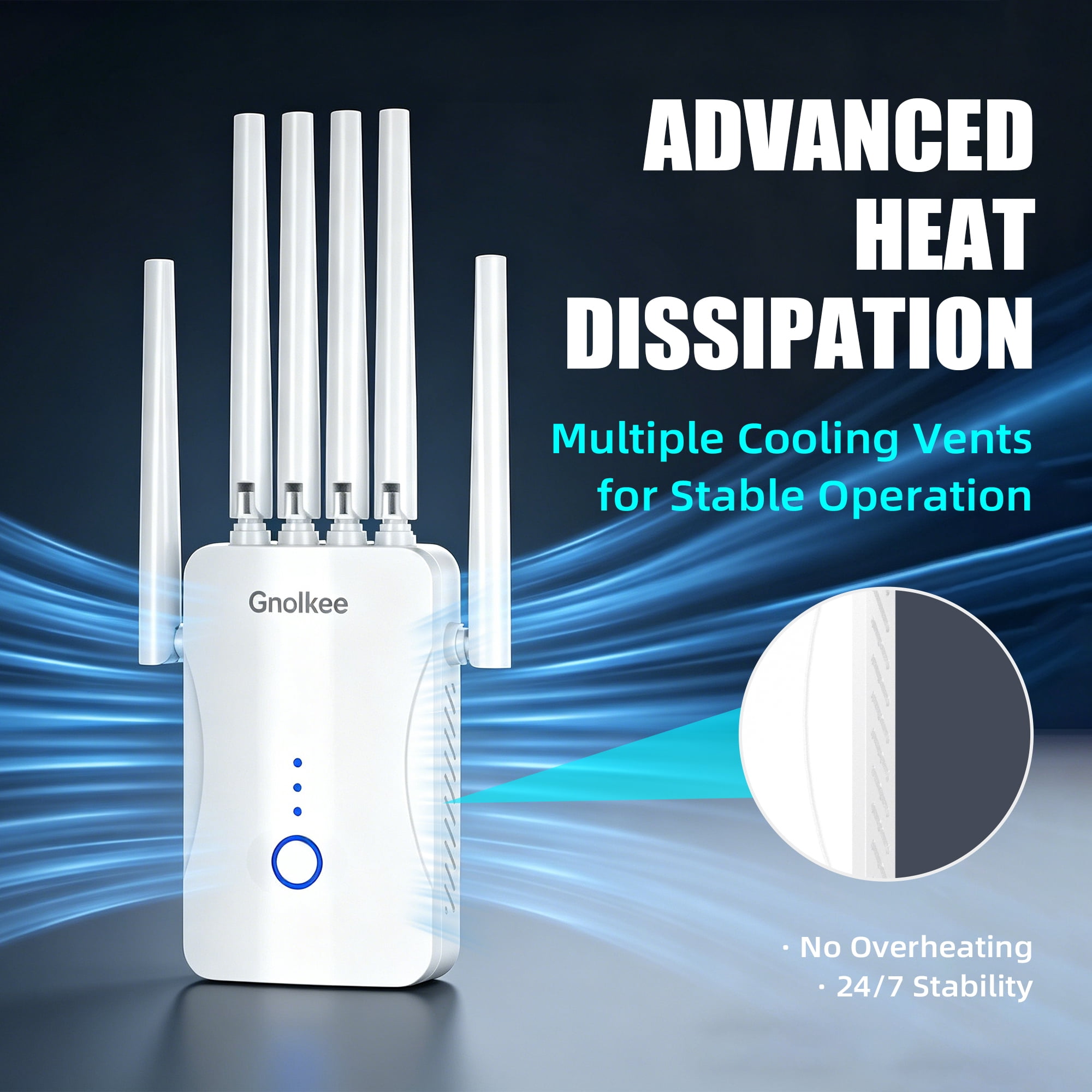 Gonlkee AC1800 WiFi Range Extender Signal Booster, Dual-Band Wireless Internet Repeater with Ethernet Port (White) ruefm