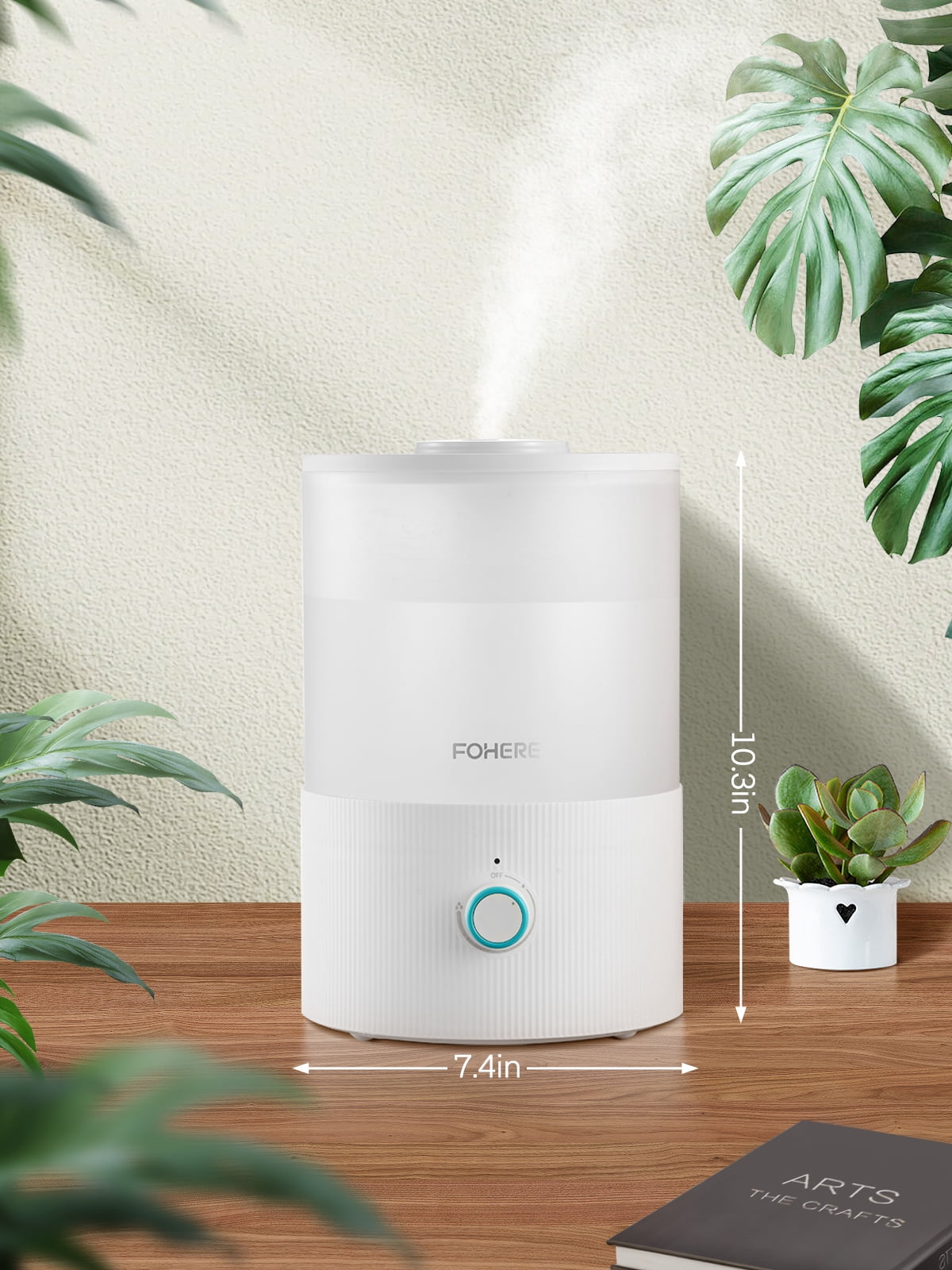 FOHERE Ultrasonic Cool Mist Humidifier for Bedroom and Nursery, Top Fill Essential Oil Diffuser with 7-Color Night Light (White, 0.85 gal) 0tdmr