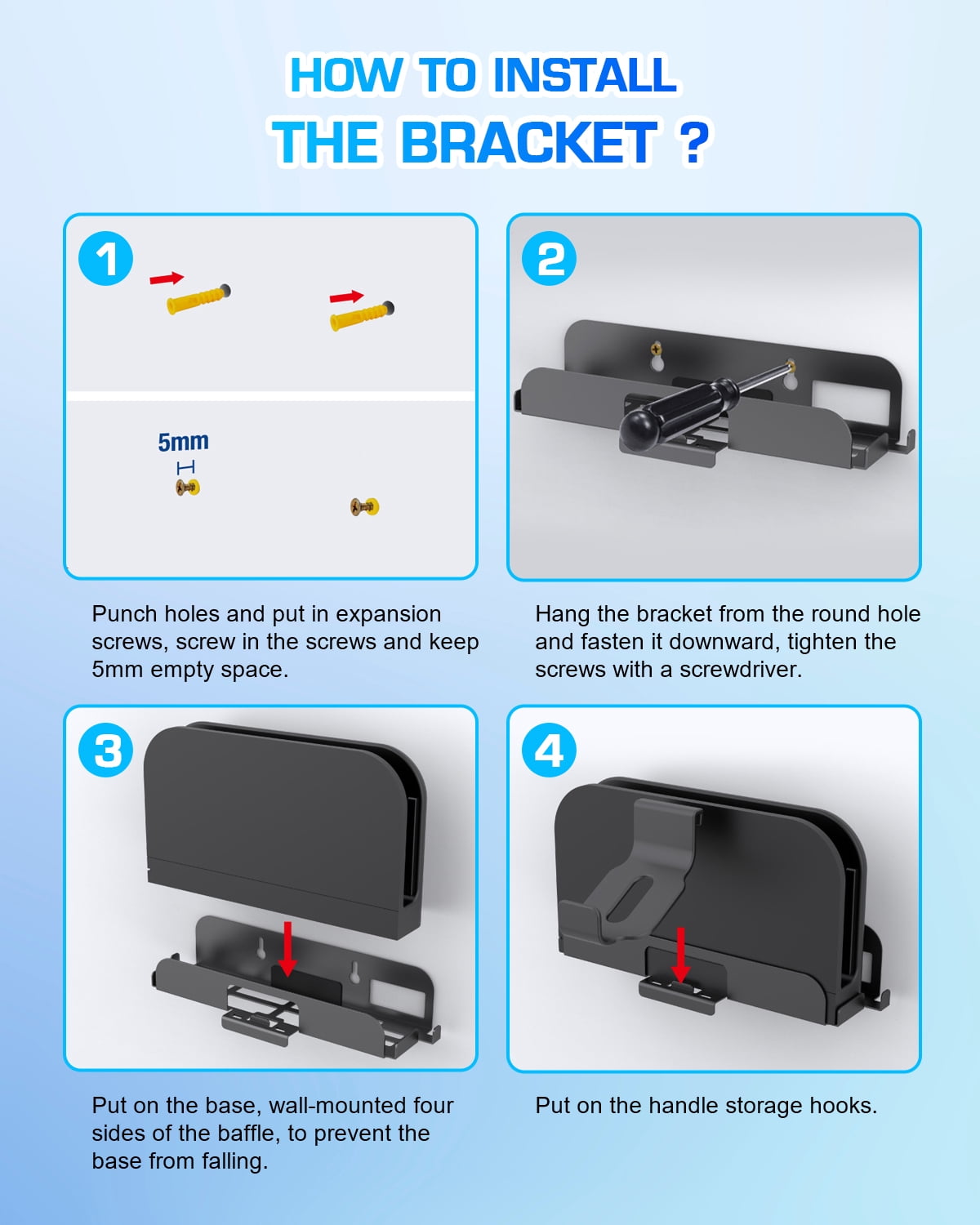 JZW-Shop Wall Mount Bracket for Nintendo Switch 2 Console and Controllers (Black, 1 Pack) zb5js