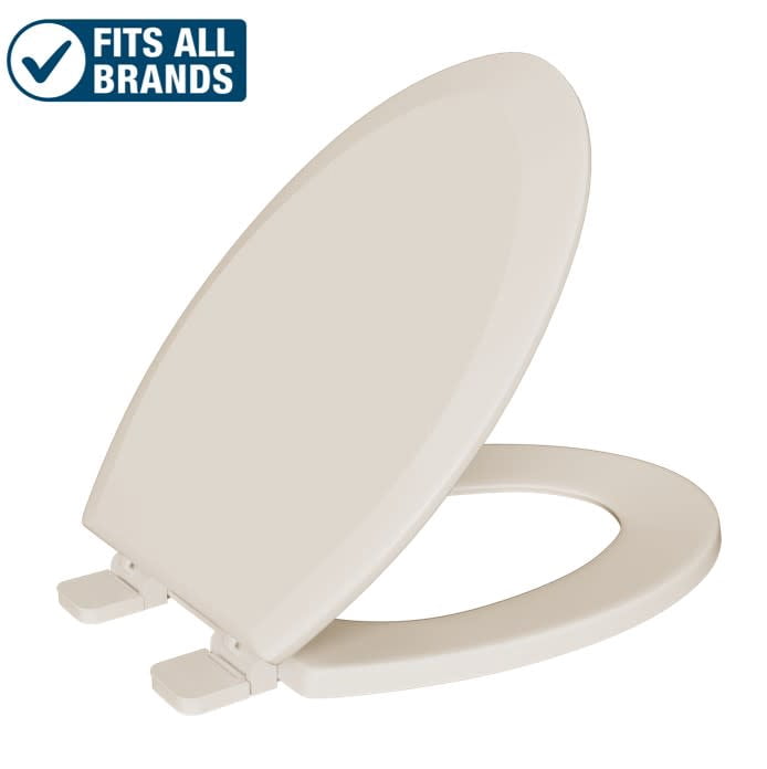 PROFLO Elongated Closed Front Toilet Seat with Cover (Biscuit, 2.25 in Height) hs4hn