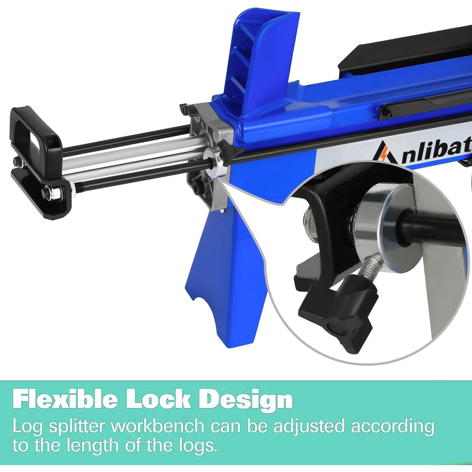 ANLIBATT Electric Log Splitter, 6.5 Ton 15-Amp Motor, Horizontal Wood Cutter for Firewood (Blue, 19 in) 82wgv