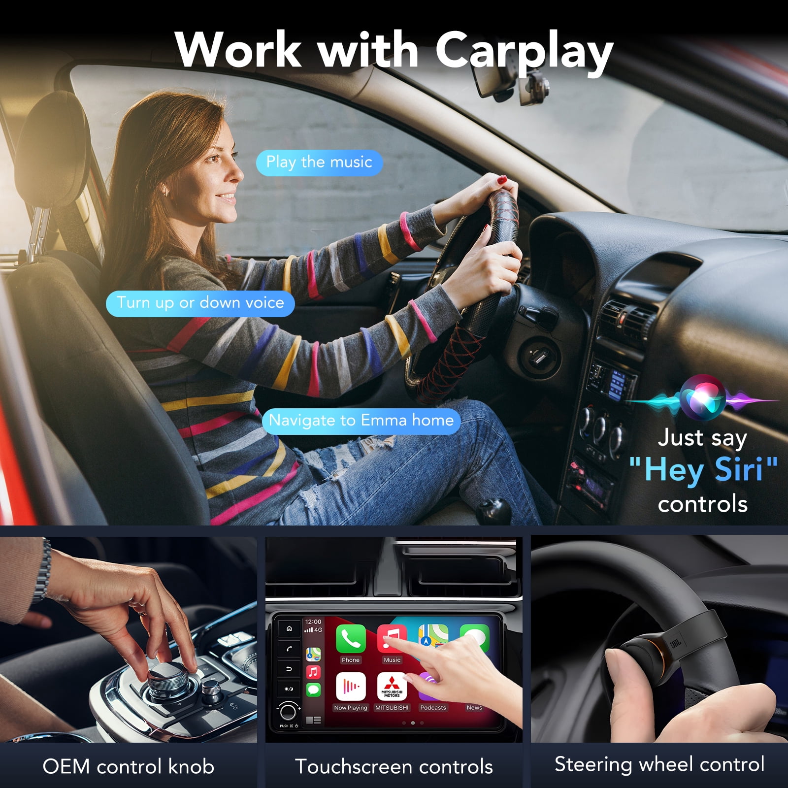 SUPBS Wireless CarPlay Adapter for iPhone, Wired to Wireless Converter Dongle (Black, 1 Pack) acfon