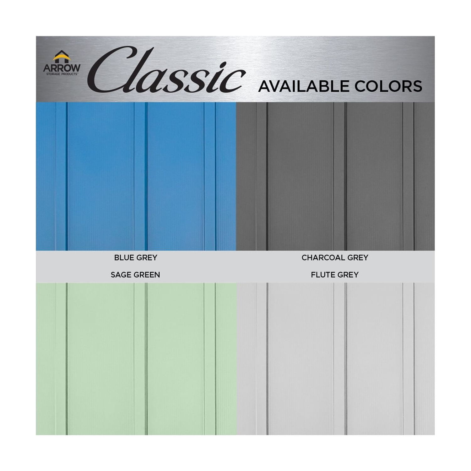 Arrow Classic Steel Storage Shed, Weather-Resistant Outdoor Garden Utility Building (Charcoal, 10 ft x 12 ft x 6 ft) j9pvw