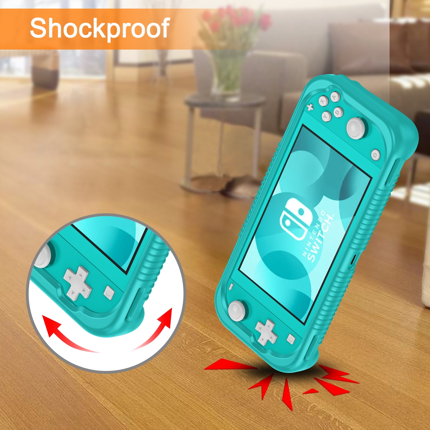 Fintie Protective Case for Nintendo Switch Lite, Shockproof Silicone Cover with Ergonomic Grip (Turquoise) zwsc1