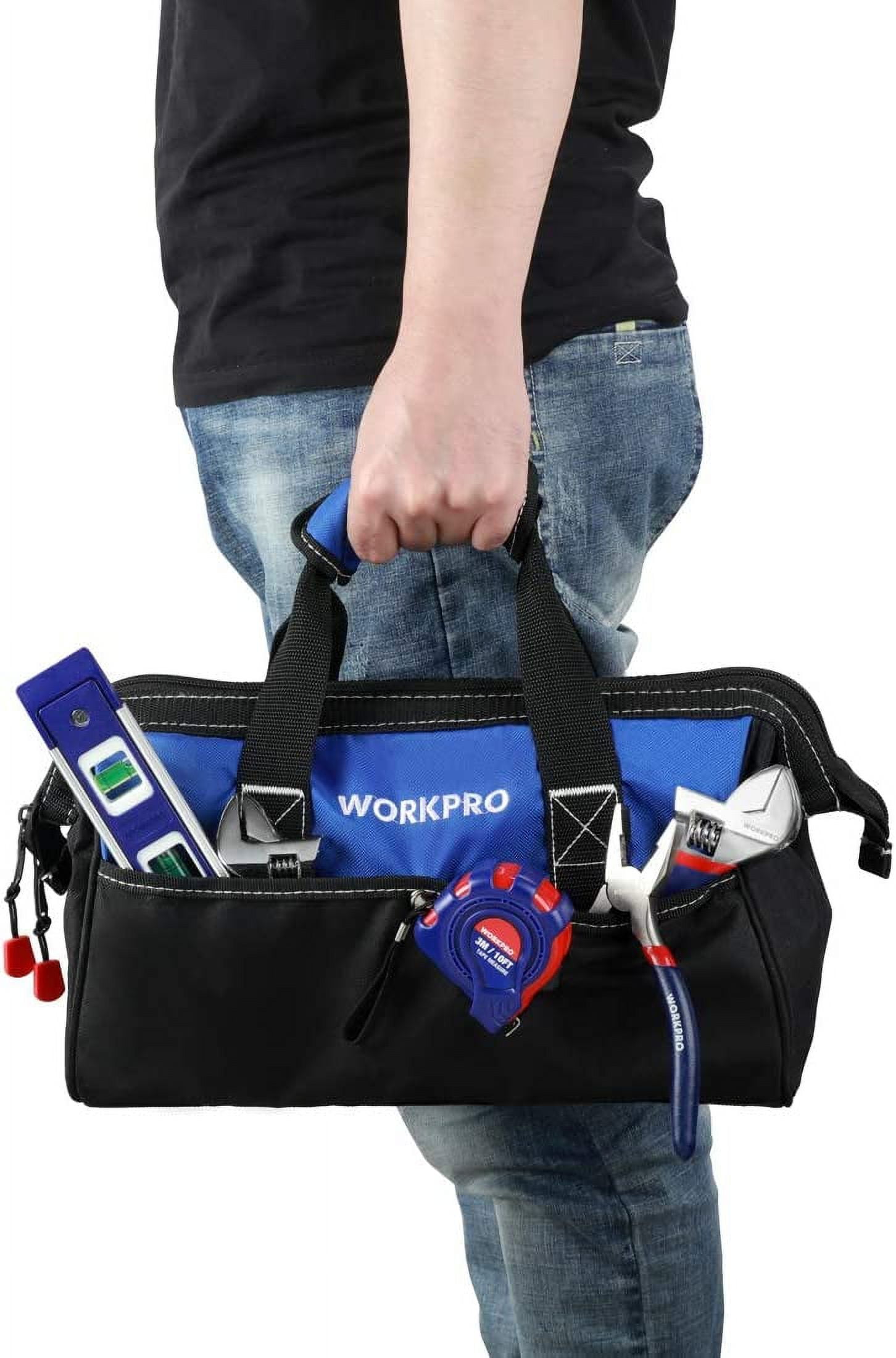 WORKPRO 125-Piece Household Tool Kit, Rechargeable Screwdriver & Home Repair Set with 13-inch Carrying Bag (125 Pieces) 8c5le