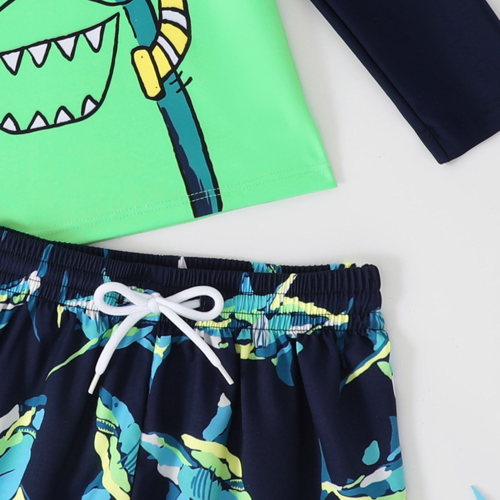 Solthread Toddler Boys Long Sleeve Swimsuit UPF 50+ Quick Dry Beach Outfit (Green, 3T-4T) 09j9j