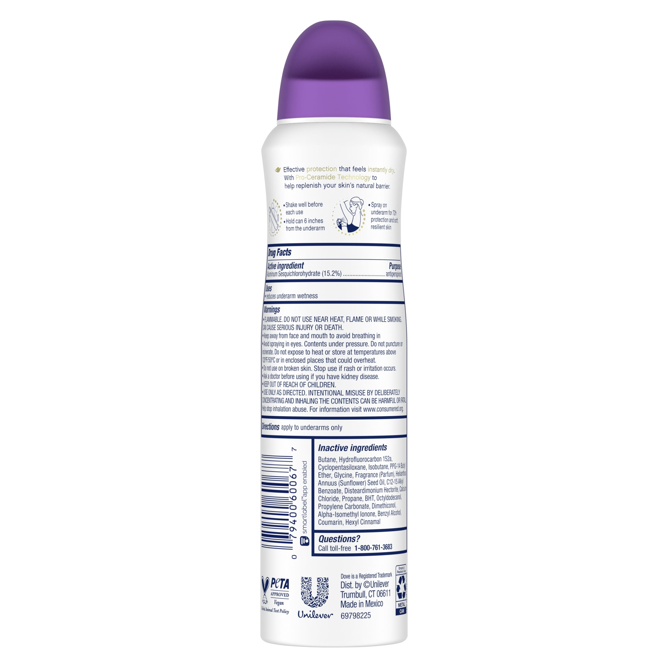 Dove Advanced Care Antiperspirant Deodorant Dry Spray, Long-Lasting Floral Scent (Pink Rosa, 3.8 oz) 0l5pr