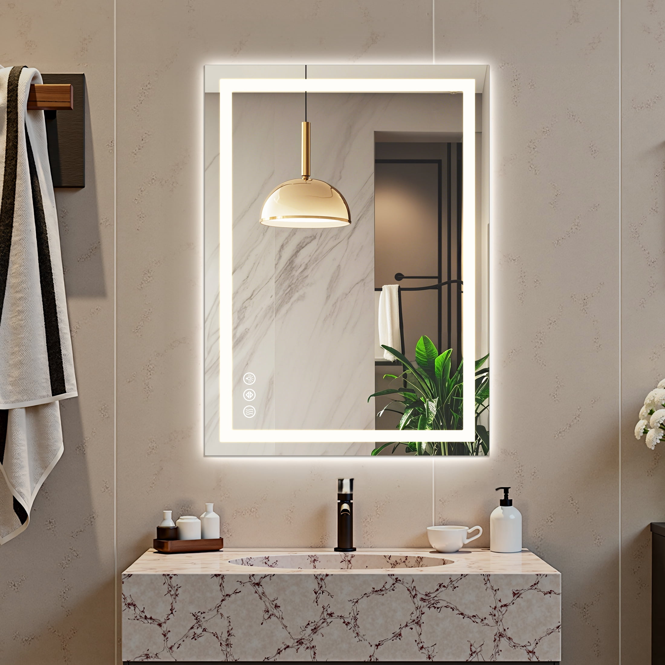 EDX LED Bathroom Mirror with Anti-fog Technology and Adjustable Lighting (White, 24 in x 32 in) nhli2