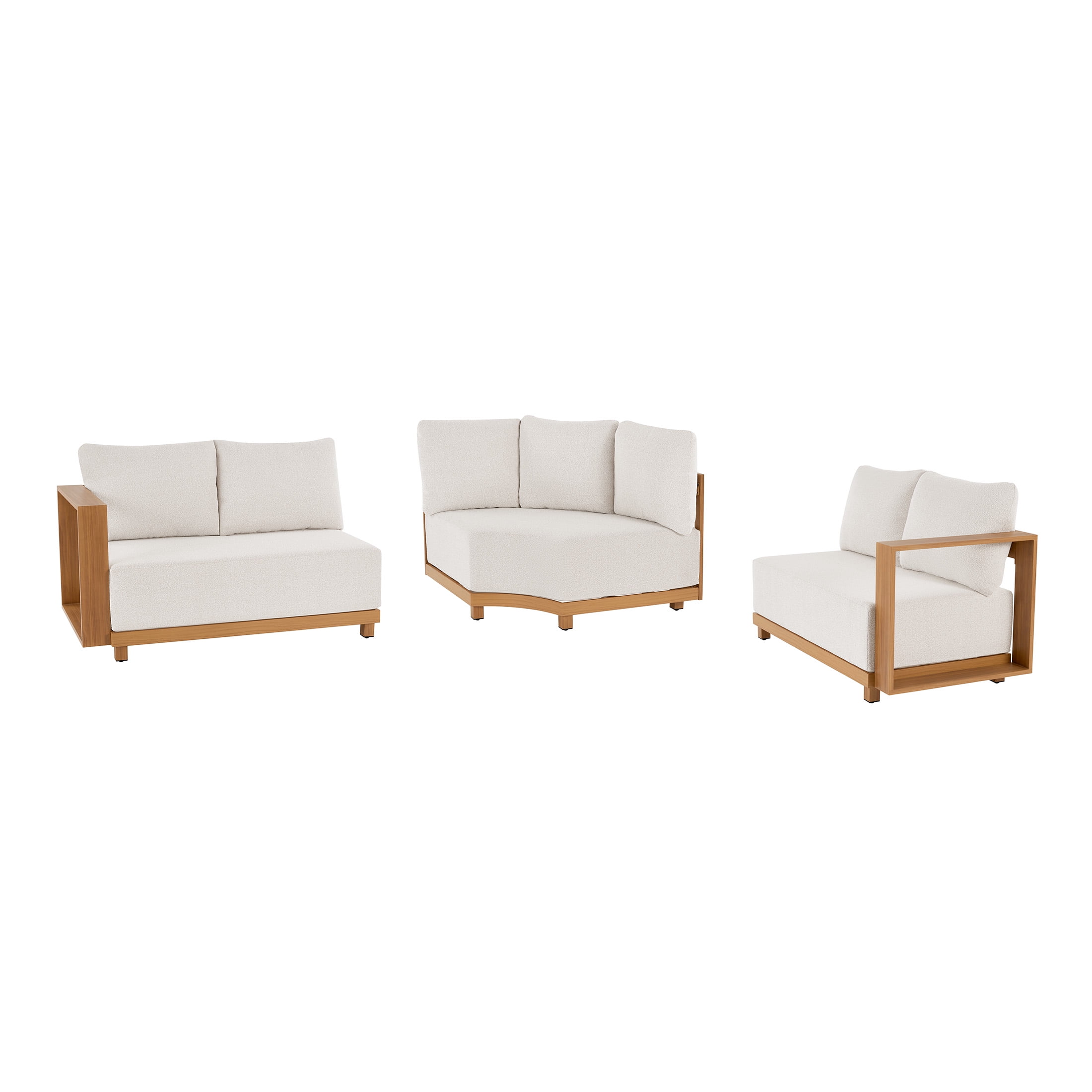 Better Homes & Gardens Juliet Outdoor Sectional Set with Coffee Table and Ottomans (Beige, 7-Piece) aqfrc