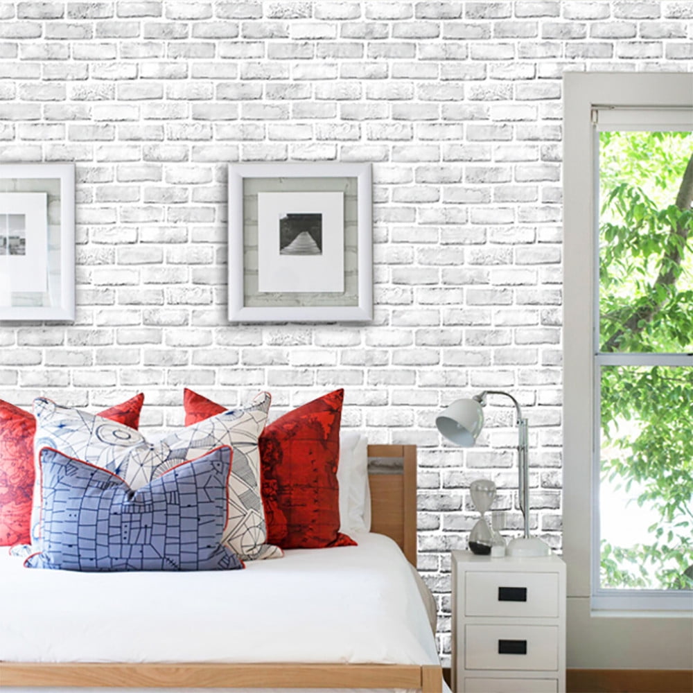 Openpig Peel and Stick Brick Wallpaper, Realistic 3D Faux Wall Covering for Home Decor (White, 17.7 in x 39.3 in) f9ziv