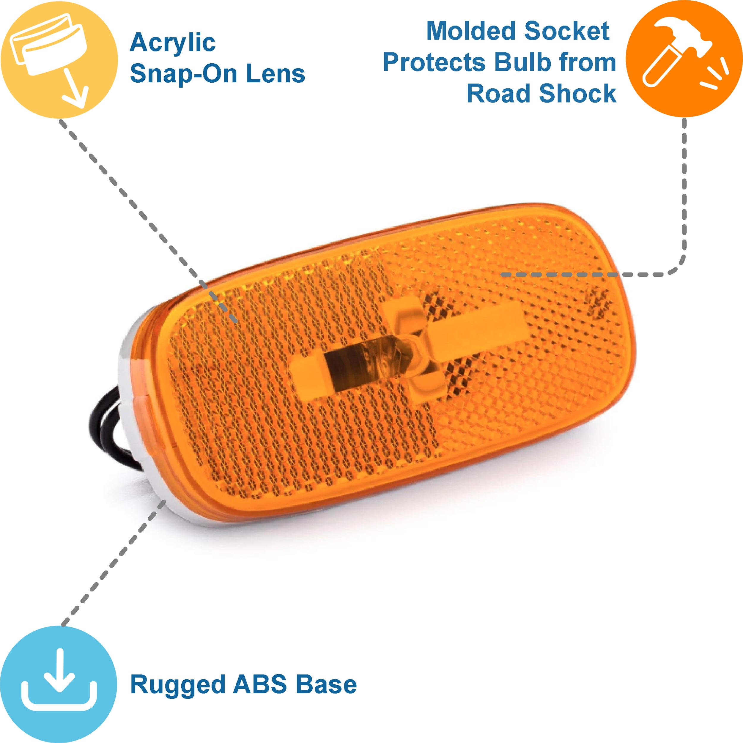 Lumitronics LED Clearance Marker Light for RV and Utility Trailer (Amber, 4 in) womlq