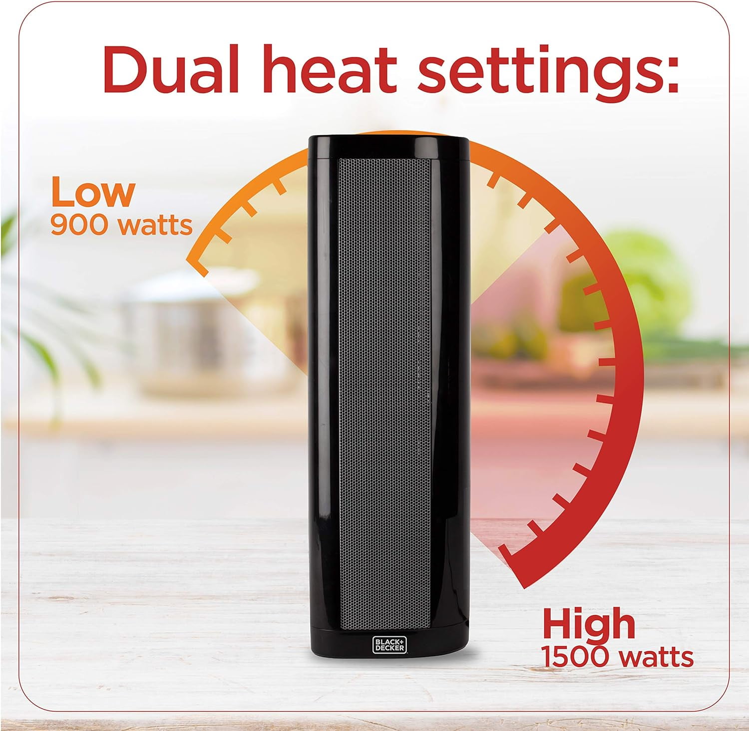 BLACK+DECKER 1500W Oscillating Ceramic Space Heater with Remote Control (Black, 21.7 in) bx29x
