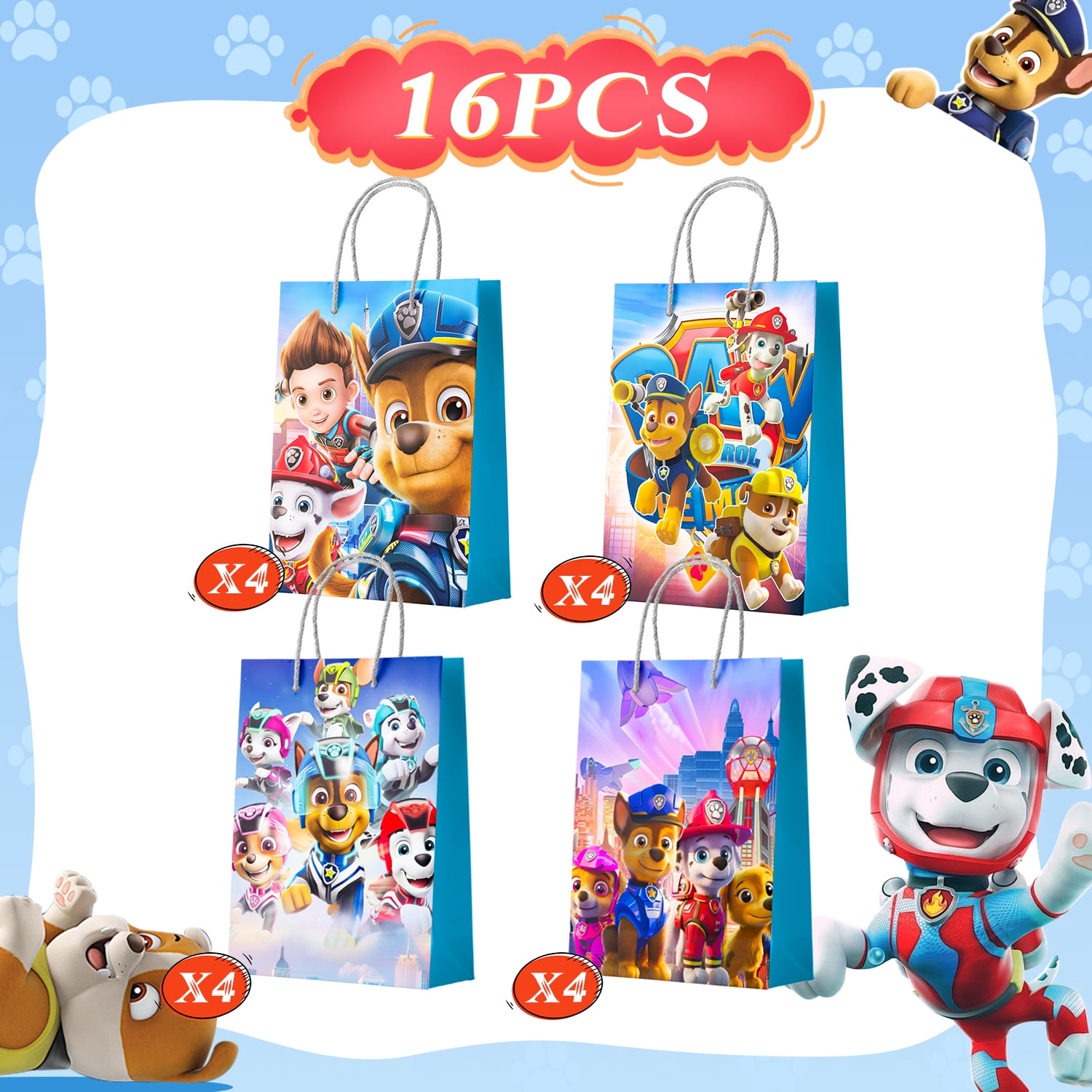Party Vault Cartoon Dog Party Gift Bags (Multicolor, 16 Pack) ubfbu