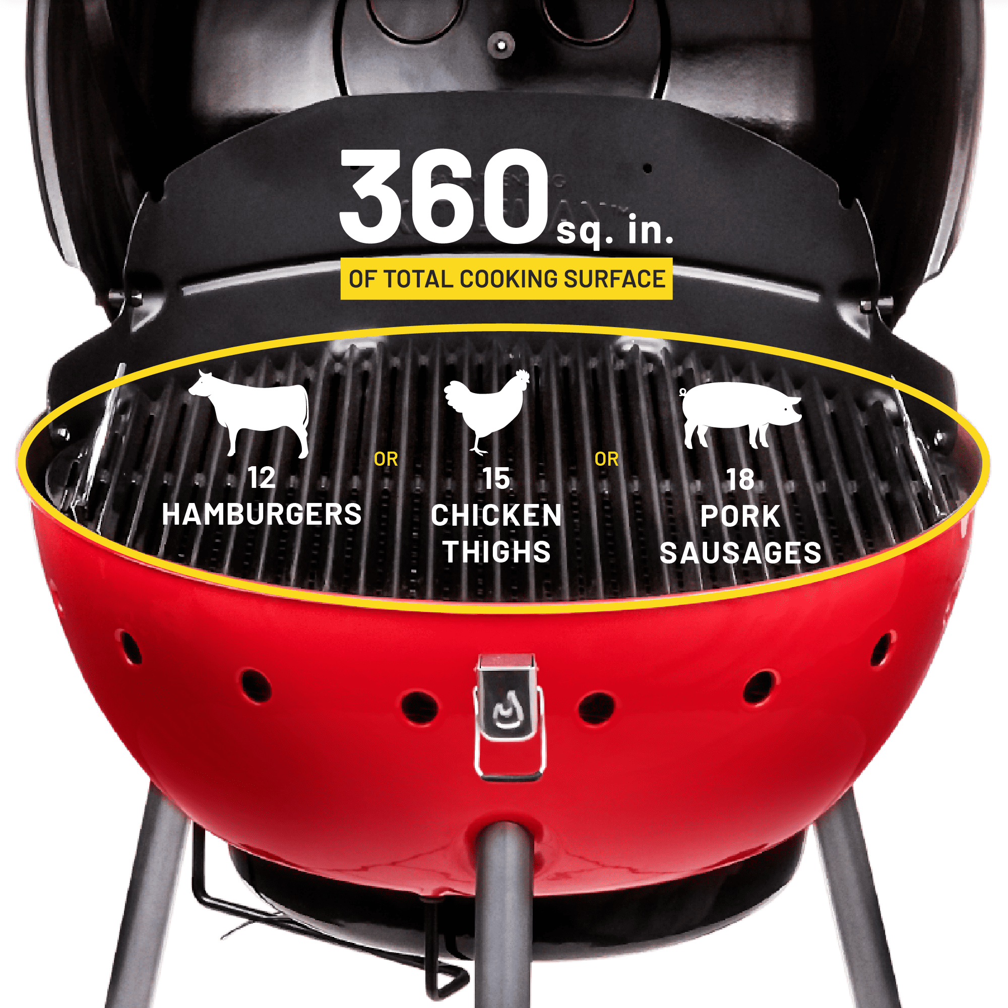 Charbroil Kettleman TRU-Infrared Charcoal Grill (Red, 360 sq in) 6qted