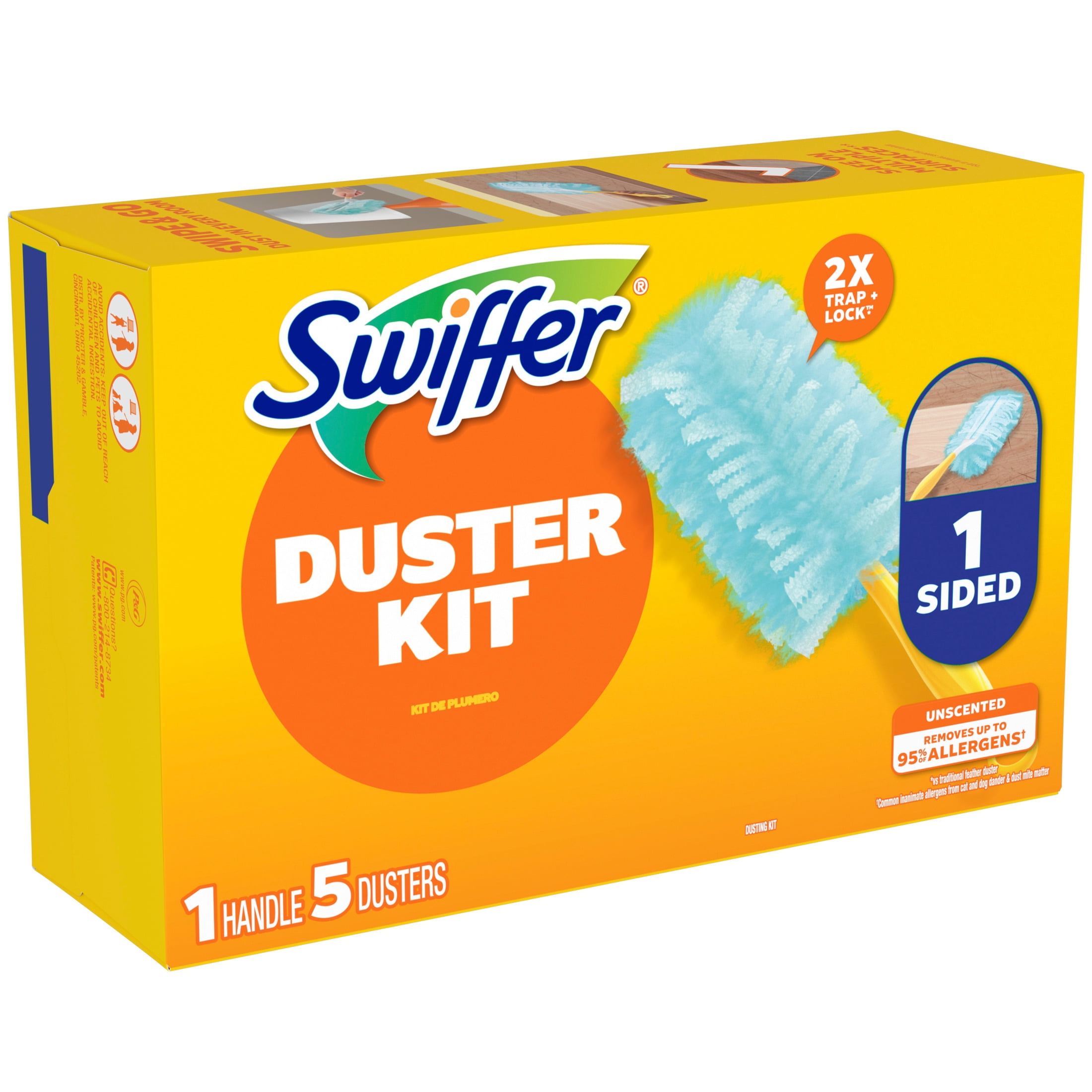 Swiffer Dusters Cleaning Kit, Dust Trapping Surface Cleaner, Unscented (1 Handle, 5 Refills) ntb82
