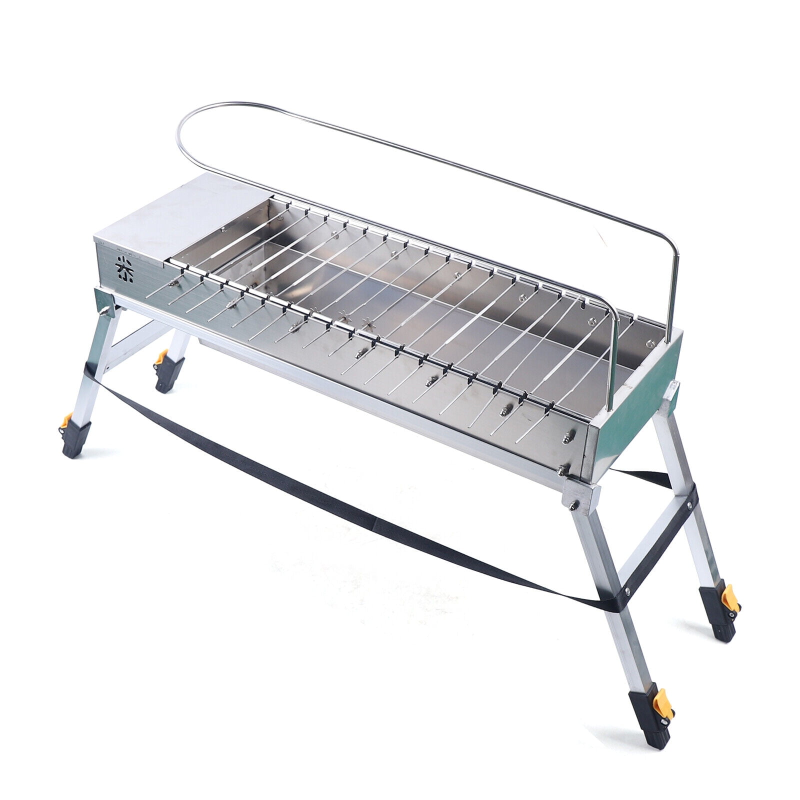 KONKENIE Foldable Electric BBQ Grill Stainless Steel Portable Outdoor Camping Barbecue Machine (Silver, 27 in x 9.5 in x 4.7 in) y1jlm